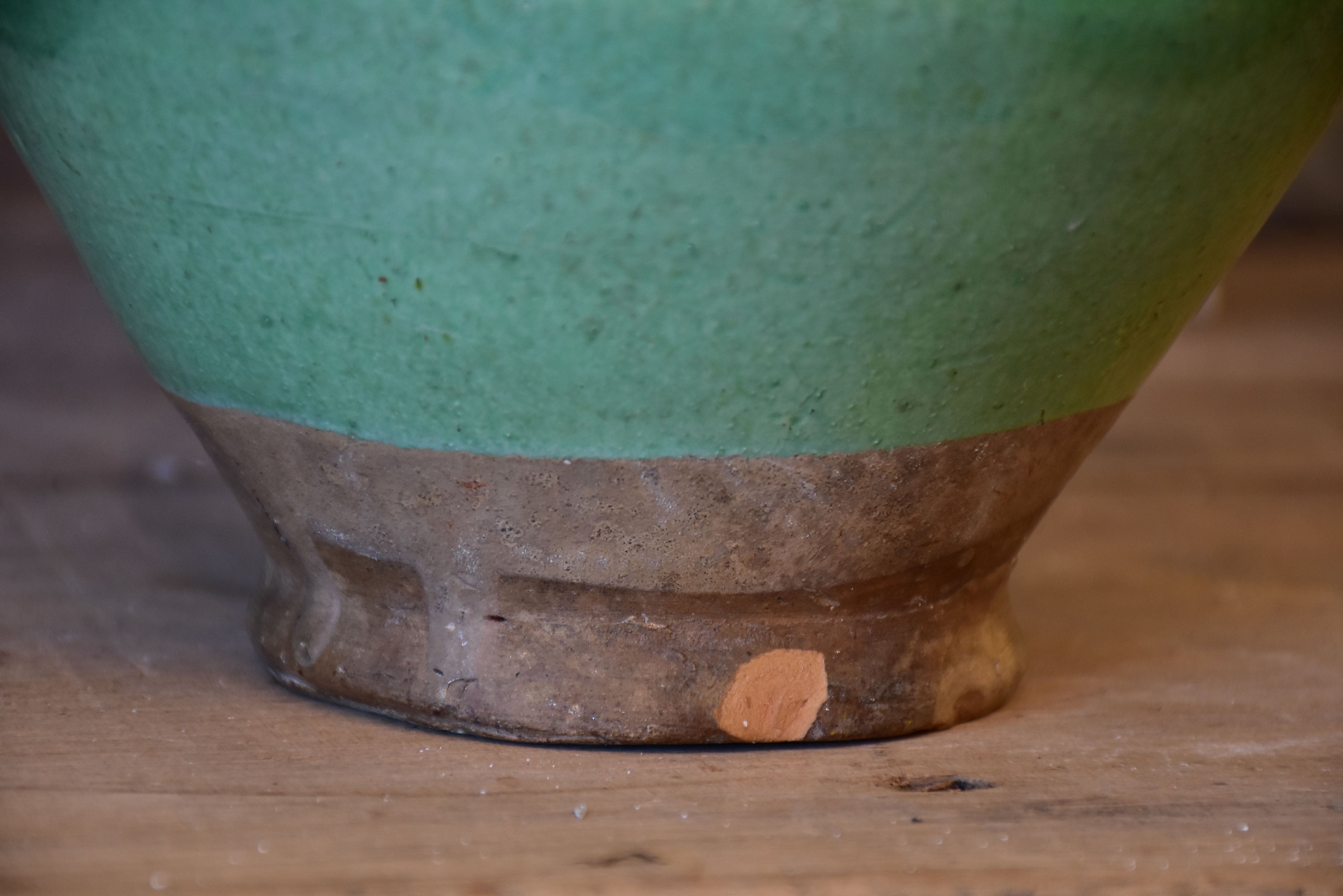 Antique French confit pot with green glaze