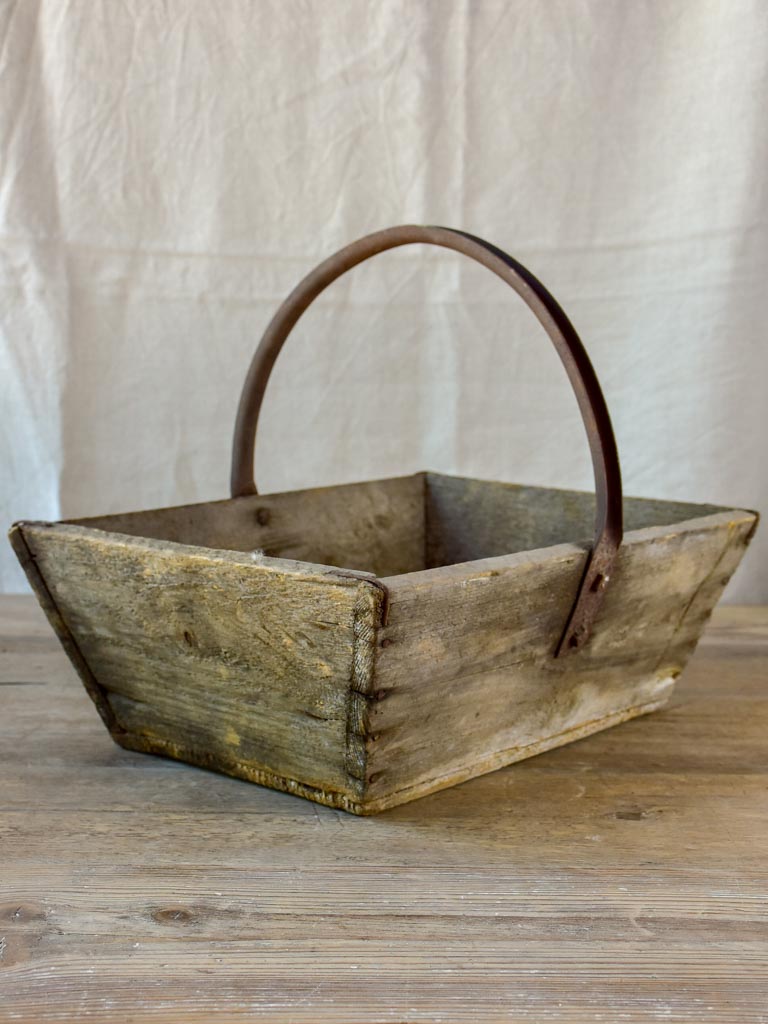 Pair of antique French wooden harvest baskets