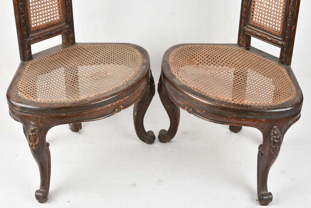 English Corner Chairs with Cane Seats