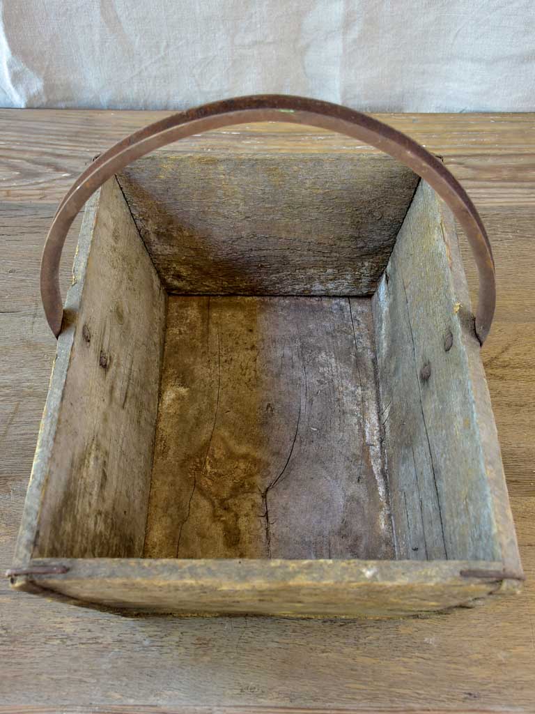 Pair of antique French wooden harvest baskets