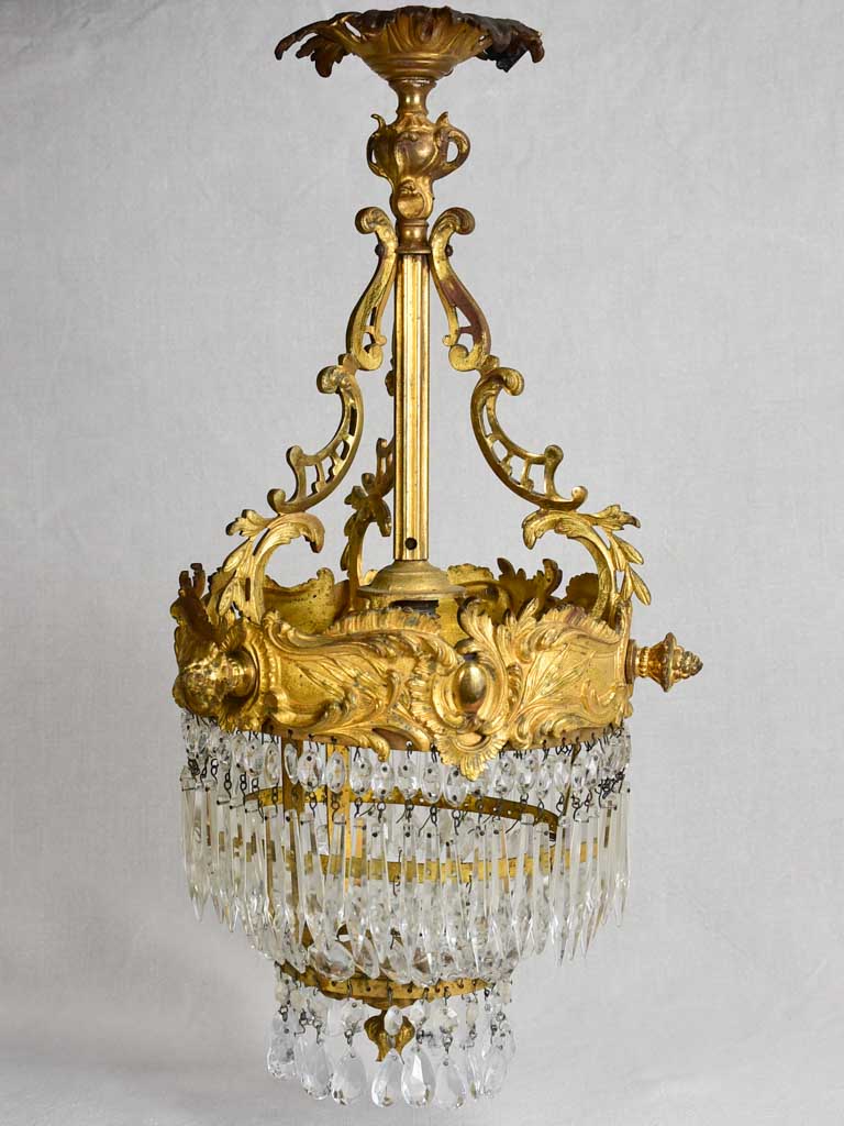 Small Napoleon III bronze and crystal chandelier 21¾"