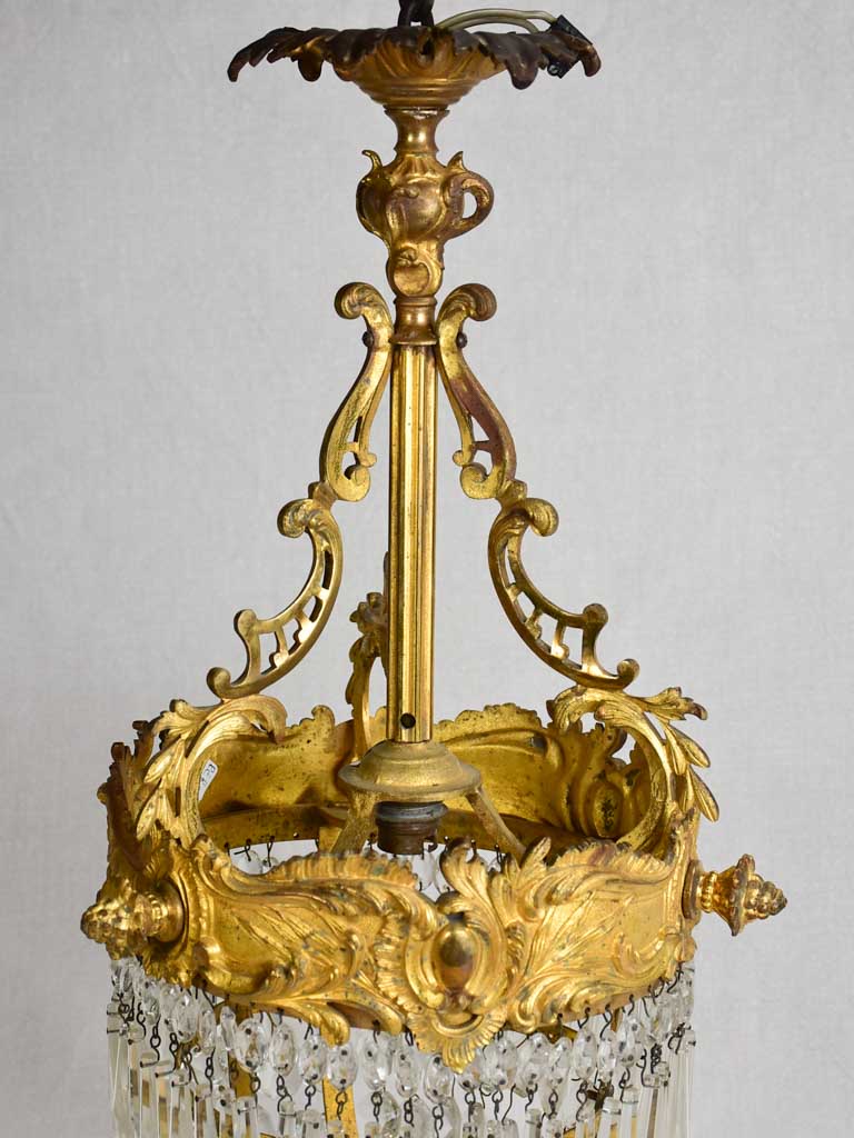 Small Napoleon III bronze and crystal chandelier 21¾"