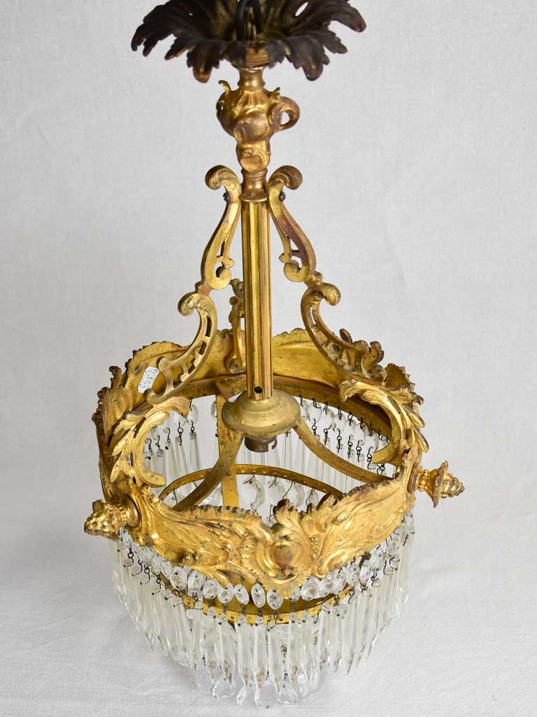 Small Napoleon III bronze and crystal chandelier 21¾"