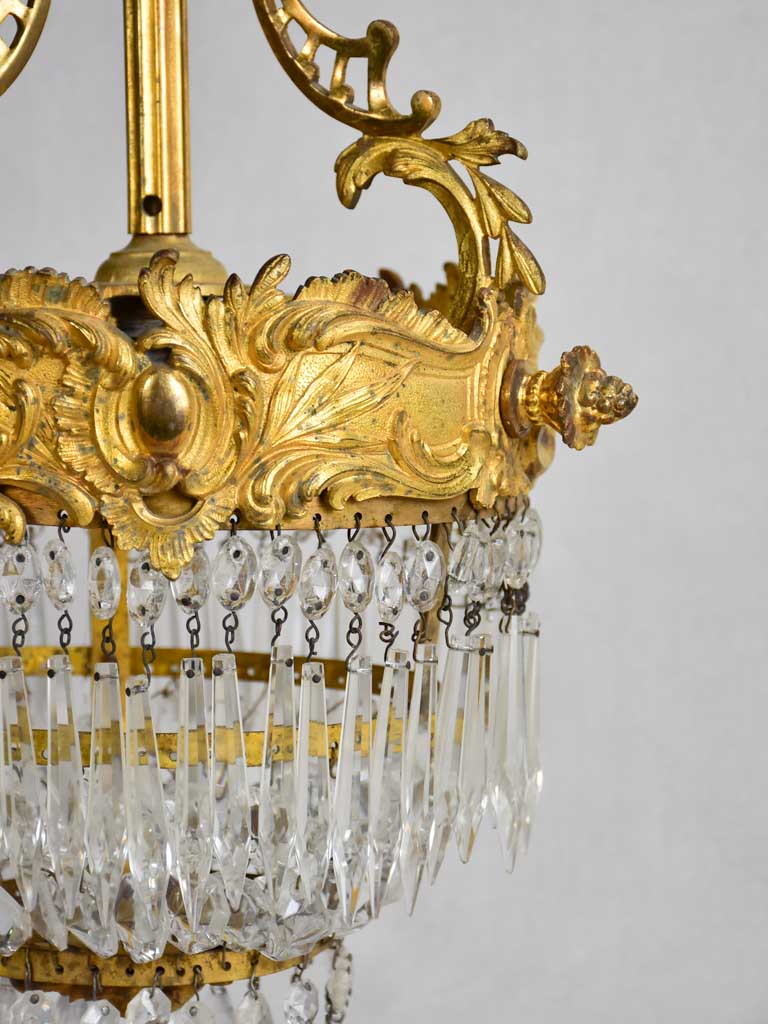 Small Napoleon III bronze and crystal chandelier 21¾"