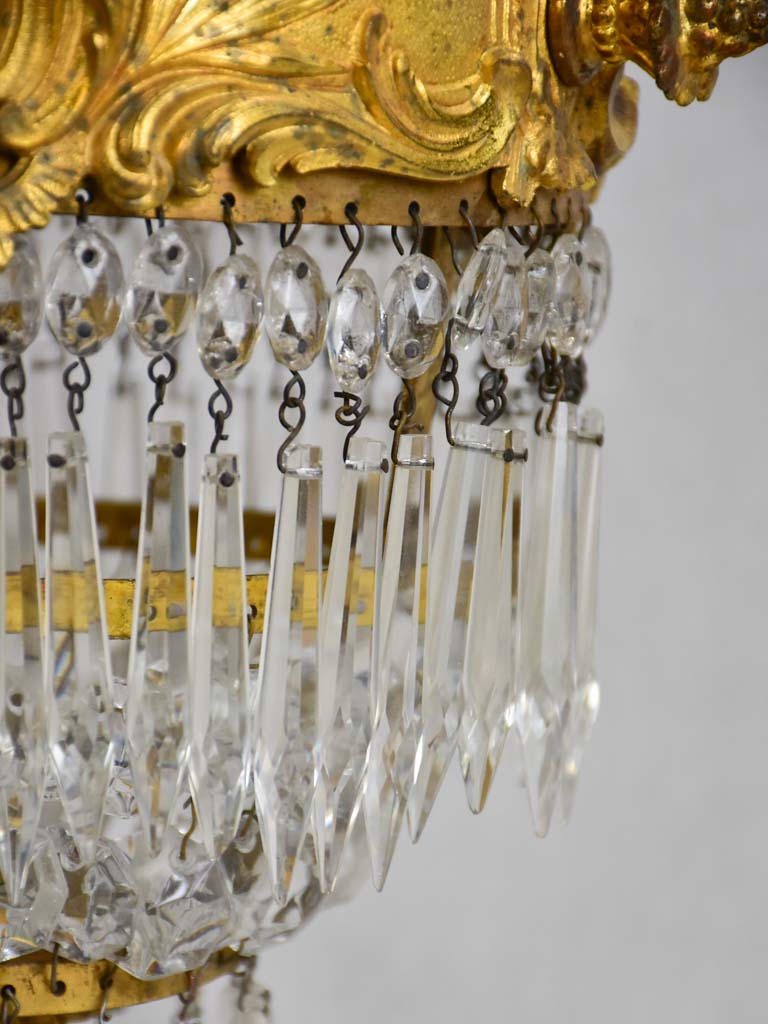 Small Napoleon III bronze and crystal chandelier 21¾"