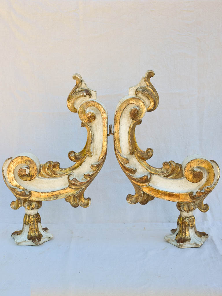 Pair of salvaged 19th century Italian gilded appliques 29½"