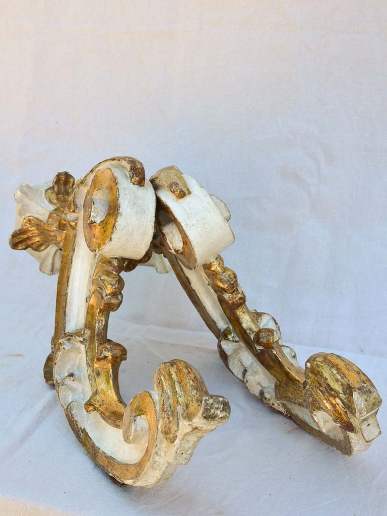 Pair of salvaged 19th century Italian gilded appliques 29½"