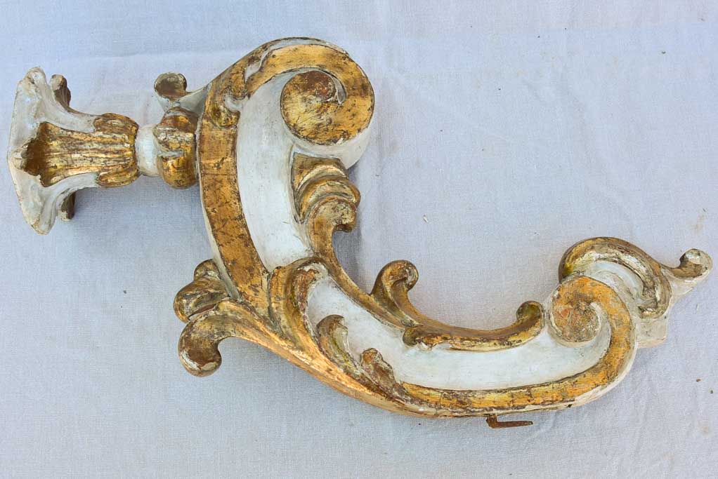 Pair of salvaged 19th century Italian gilded appliques 29½"