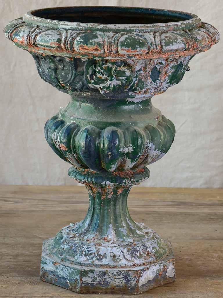 Elegant cast iron French garden urn