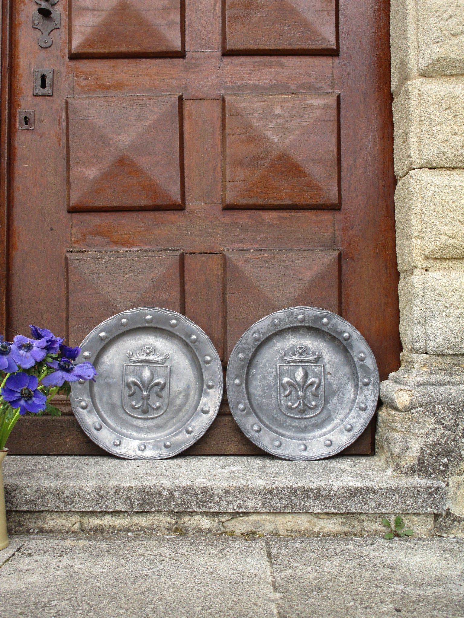 Pair of French pewter plates