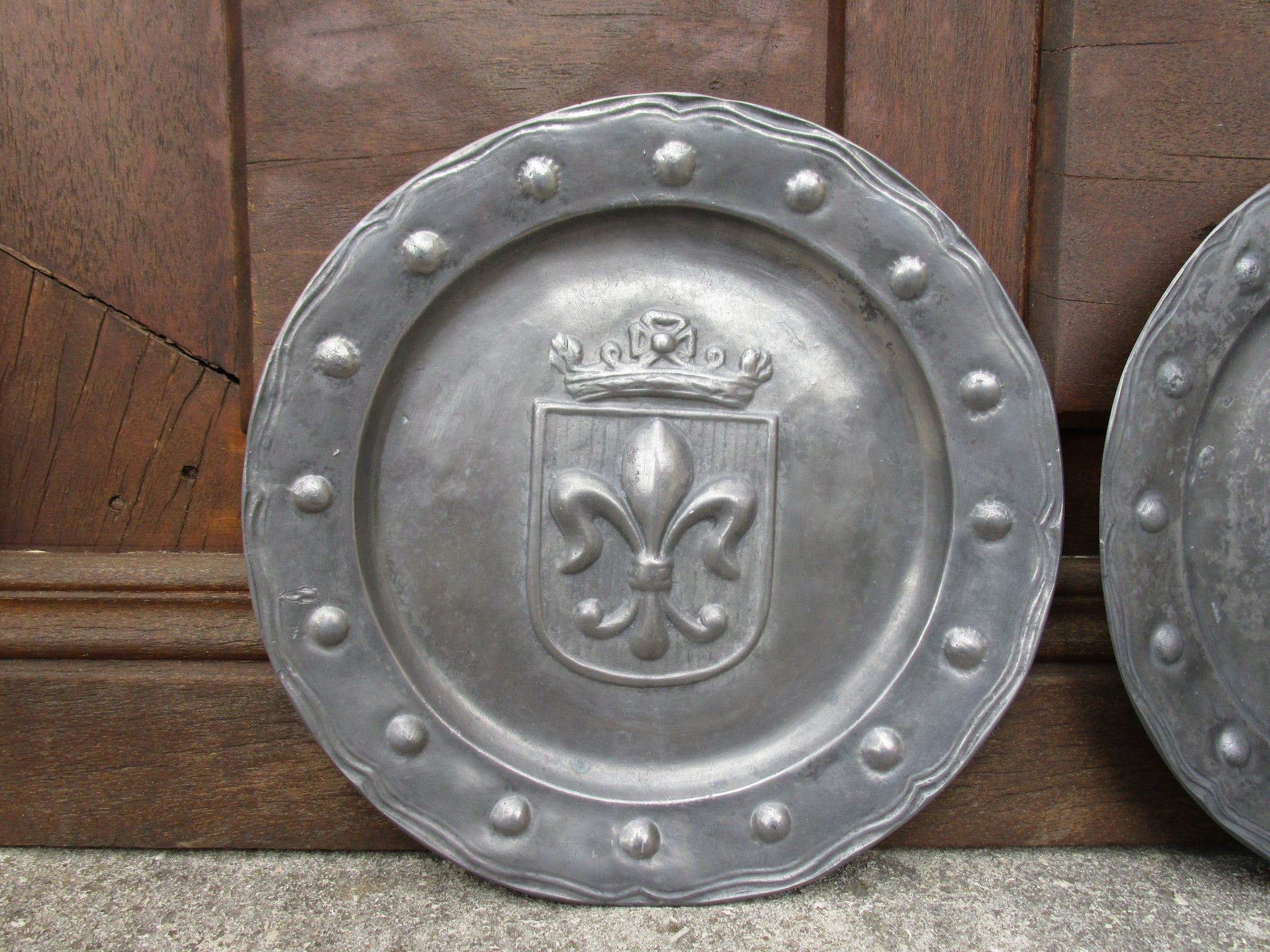 Pair of French pewter plates