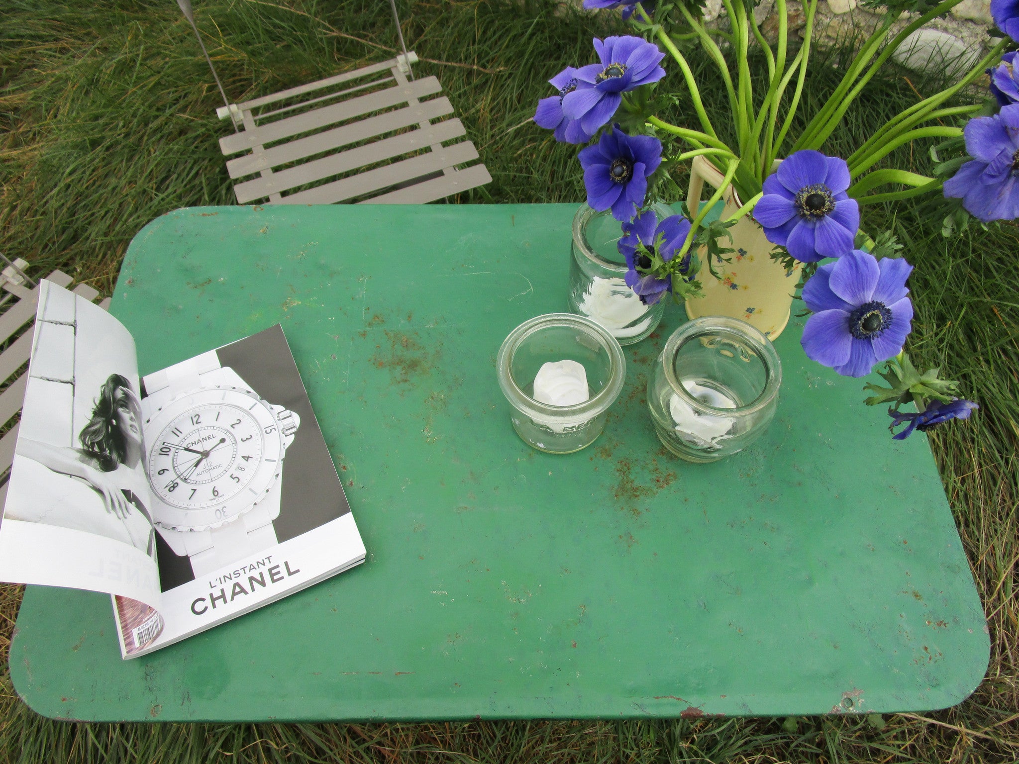 Rustic iron folding garden table