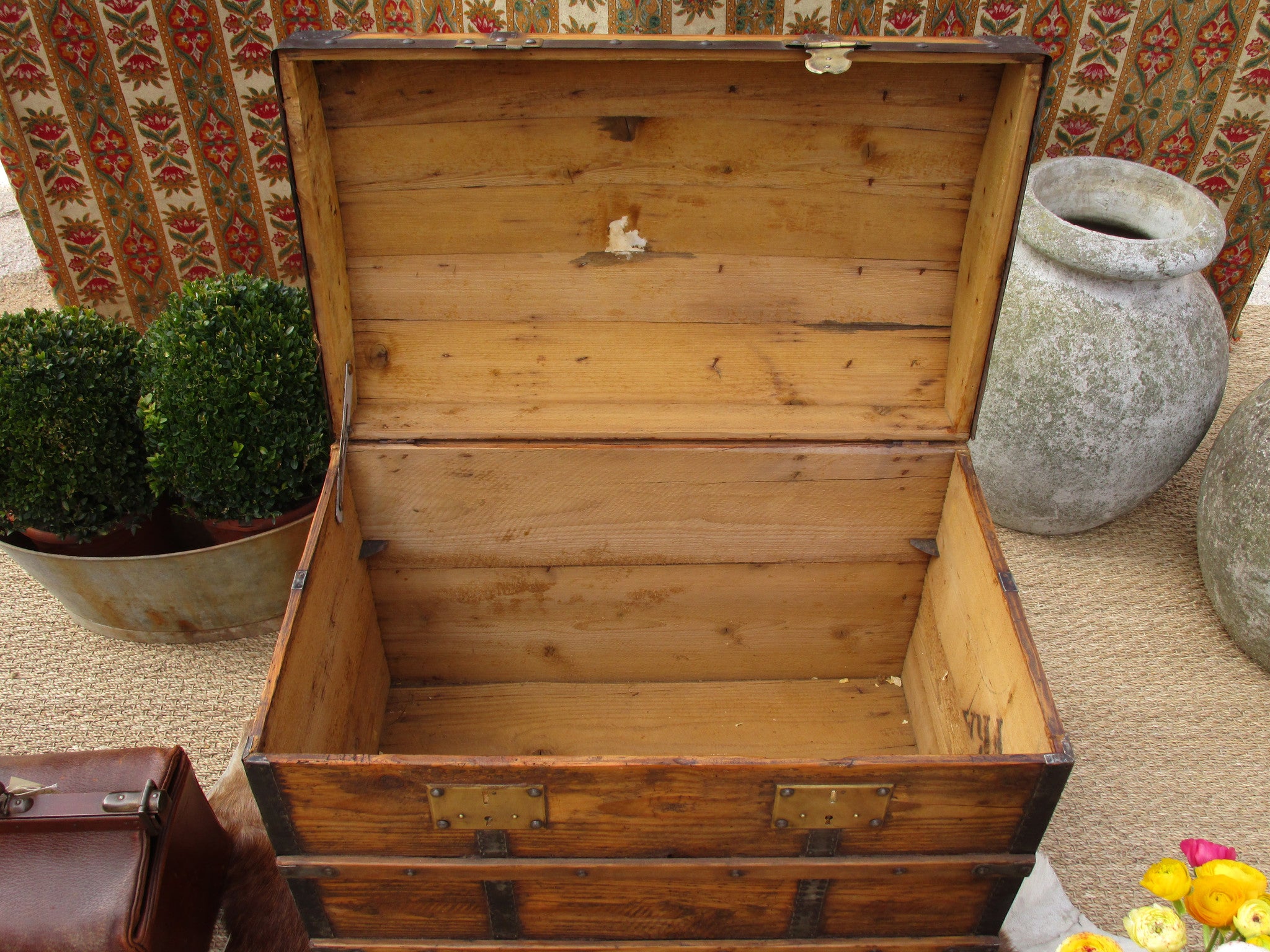 19th century French chariot chest with curved lid