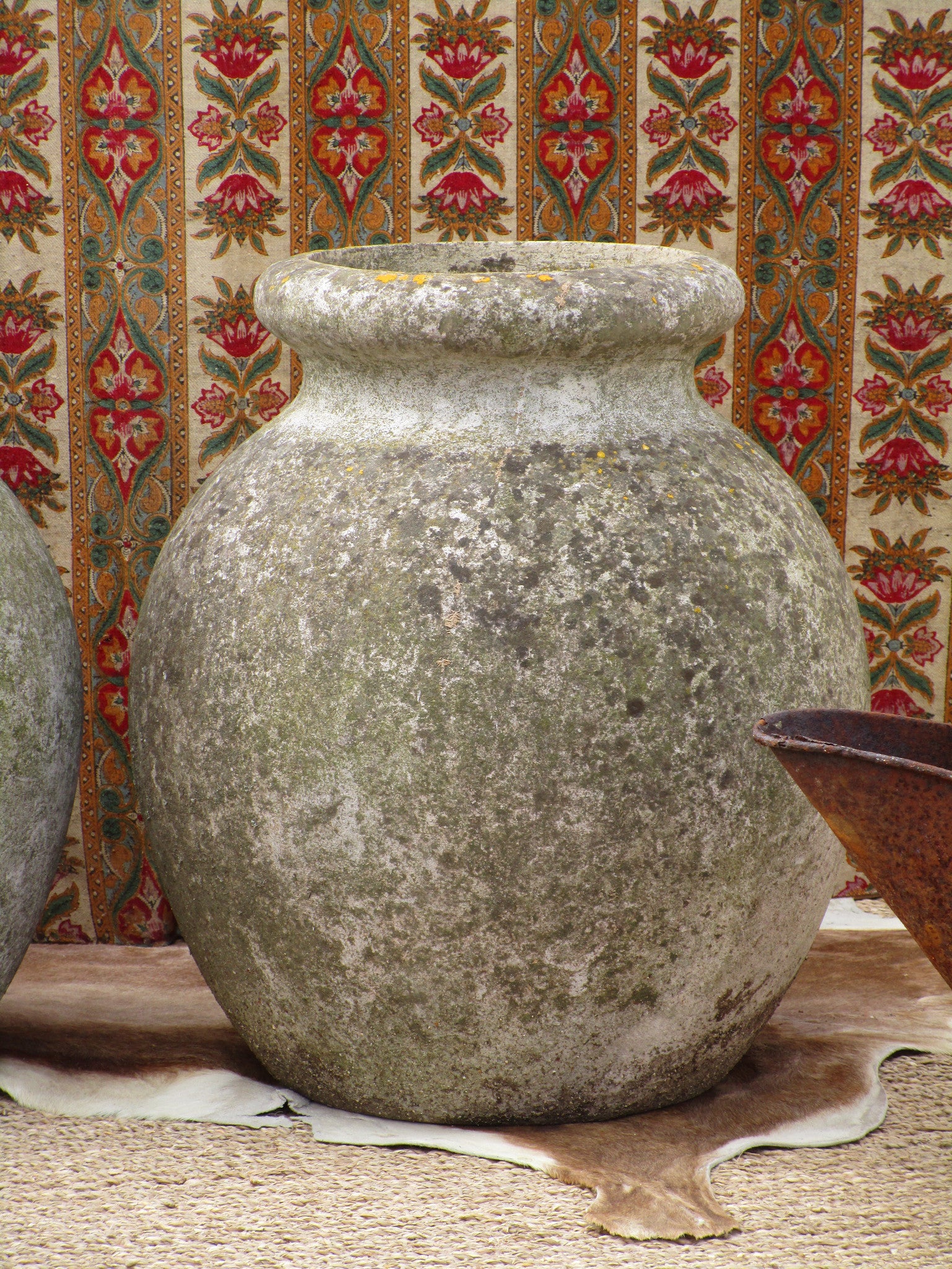 Pair of weathered large French aged garden pots 