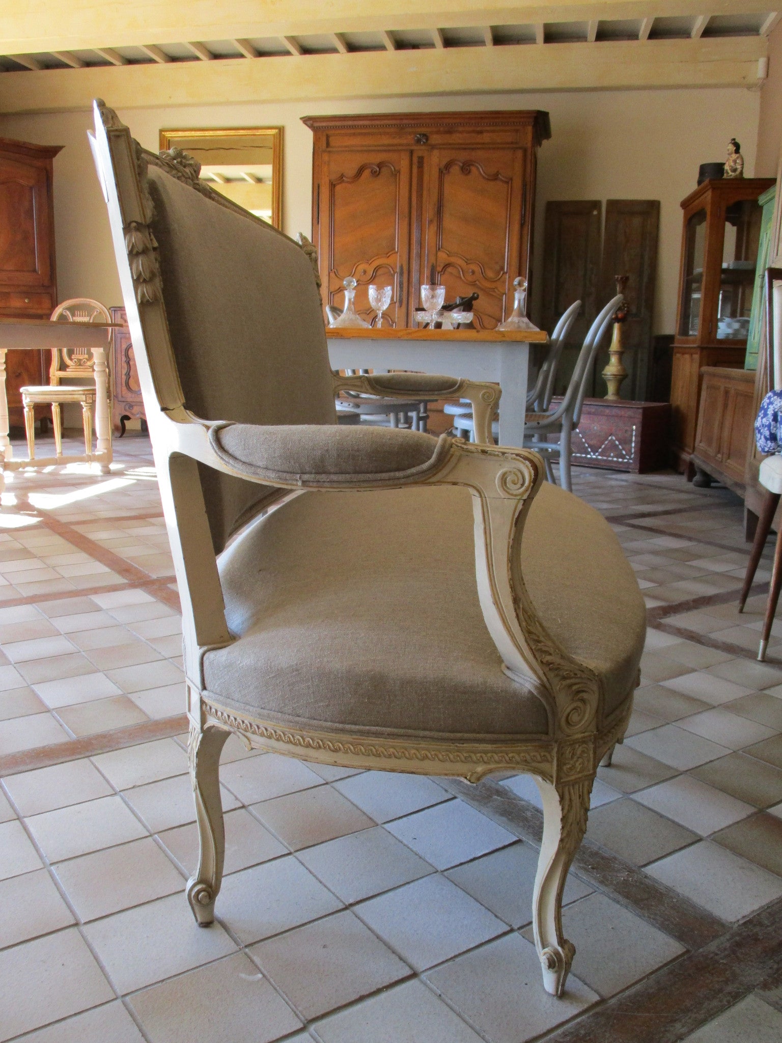 Upholstered antique Louis XVI canape, 18th century