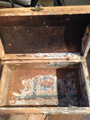 Early 19th century French filing chest with a collection of garden pots