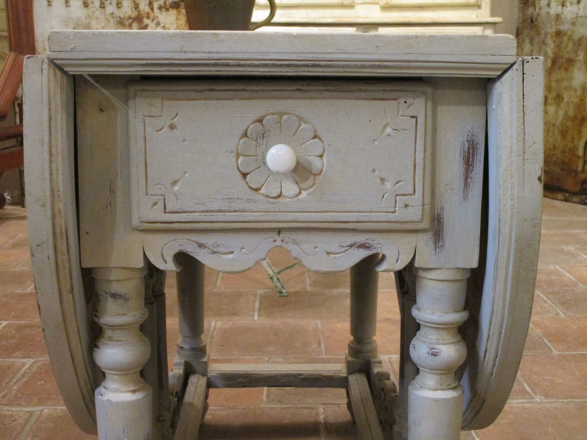 19th century folding oval kitchen table chalk paint