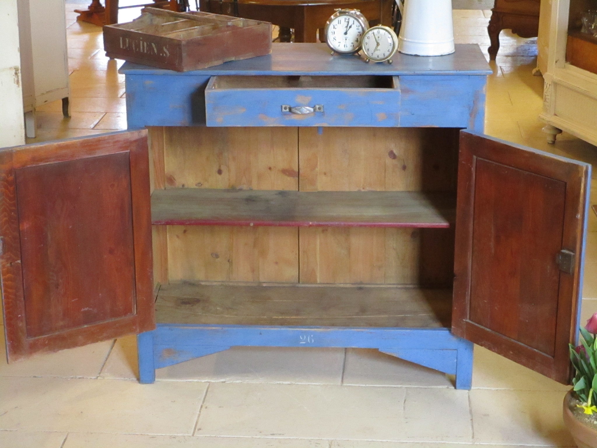 Retro buffet painted blue with SNCF logo