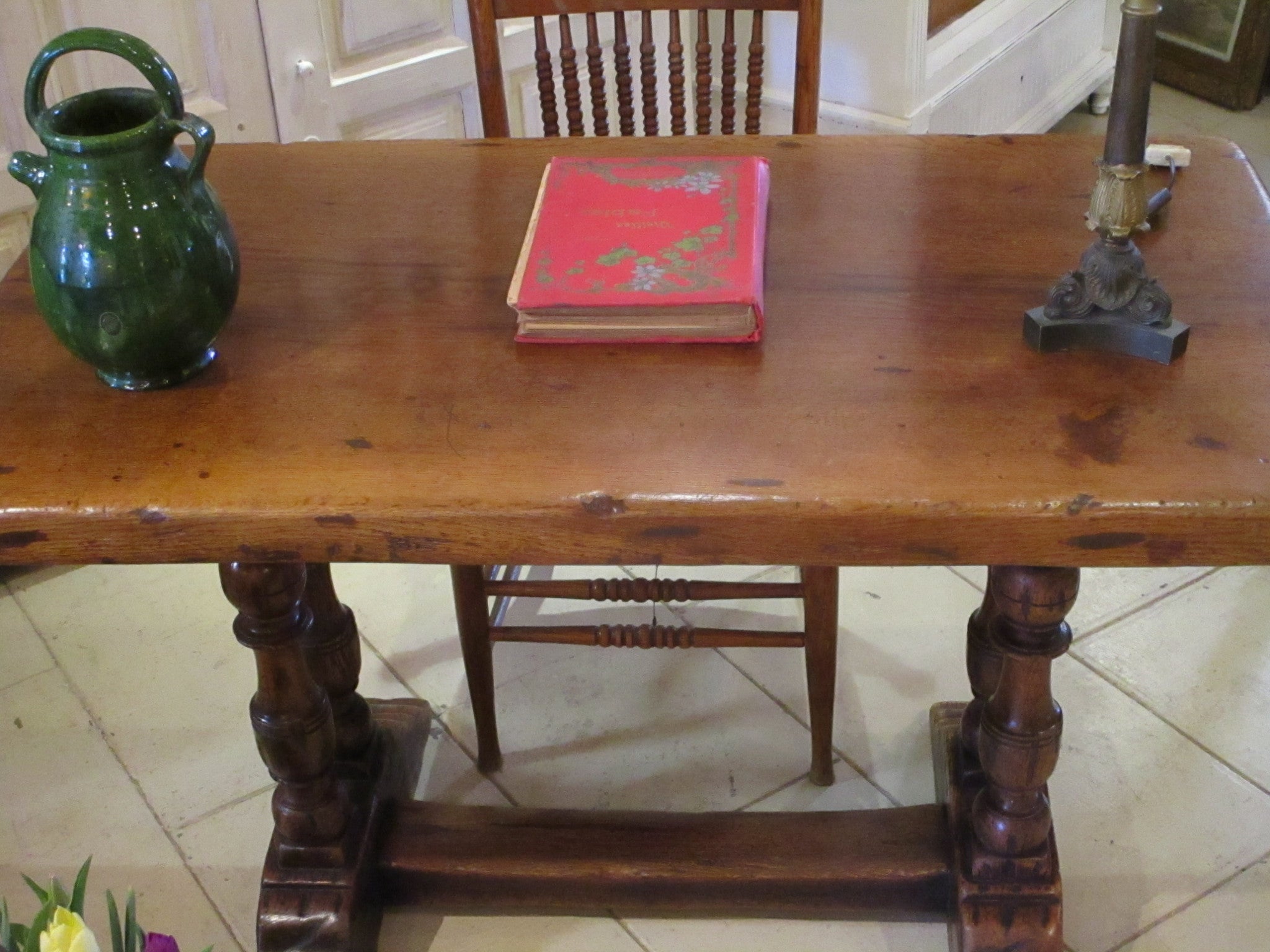 Louis XIII oak table from a chateau kitchen