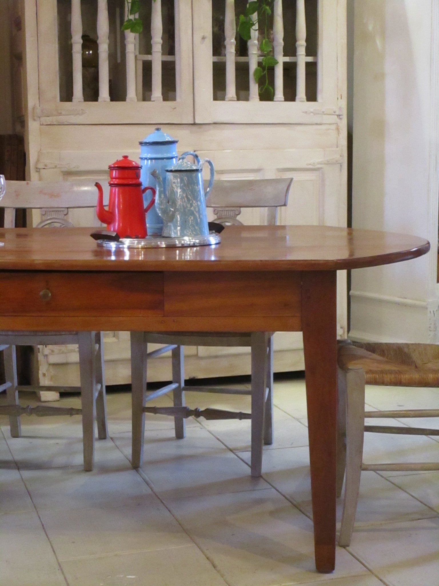 vintage oval dining table in walnut six person