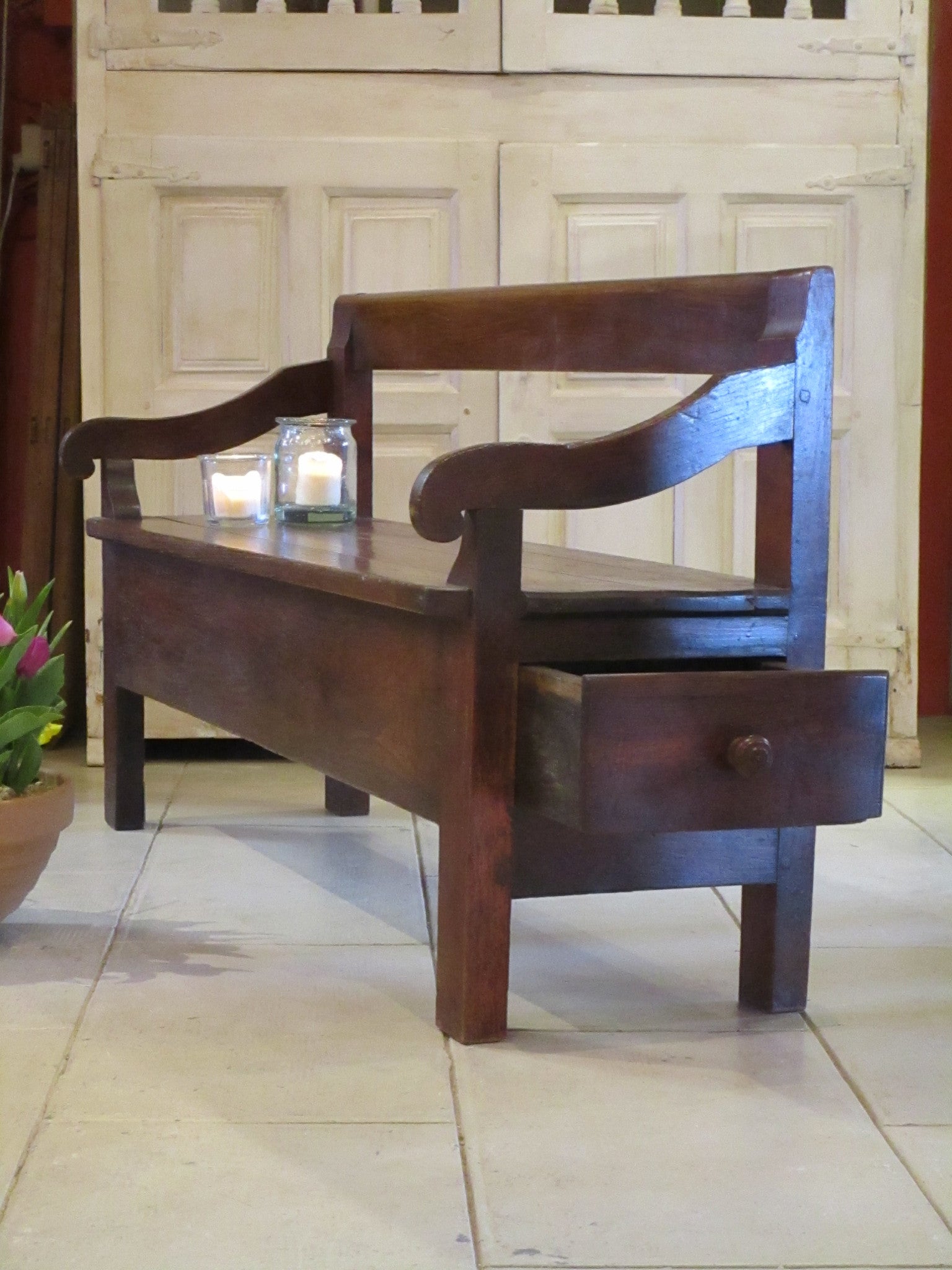 Early 19th century oak bench seat