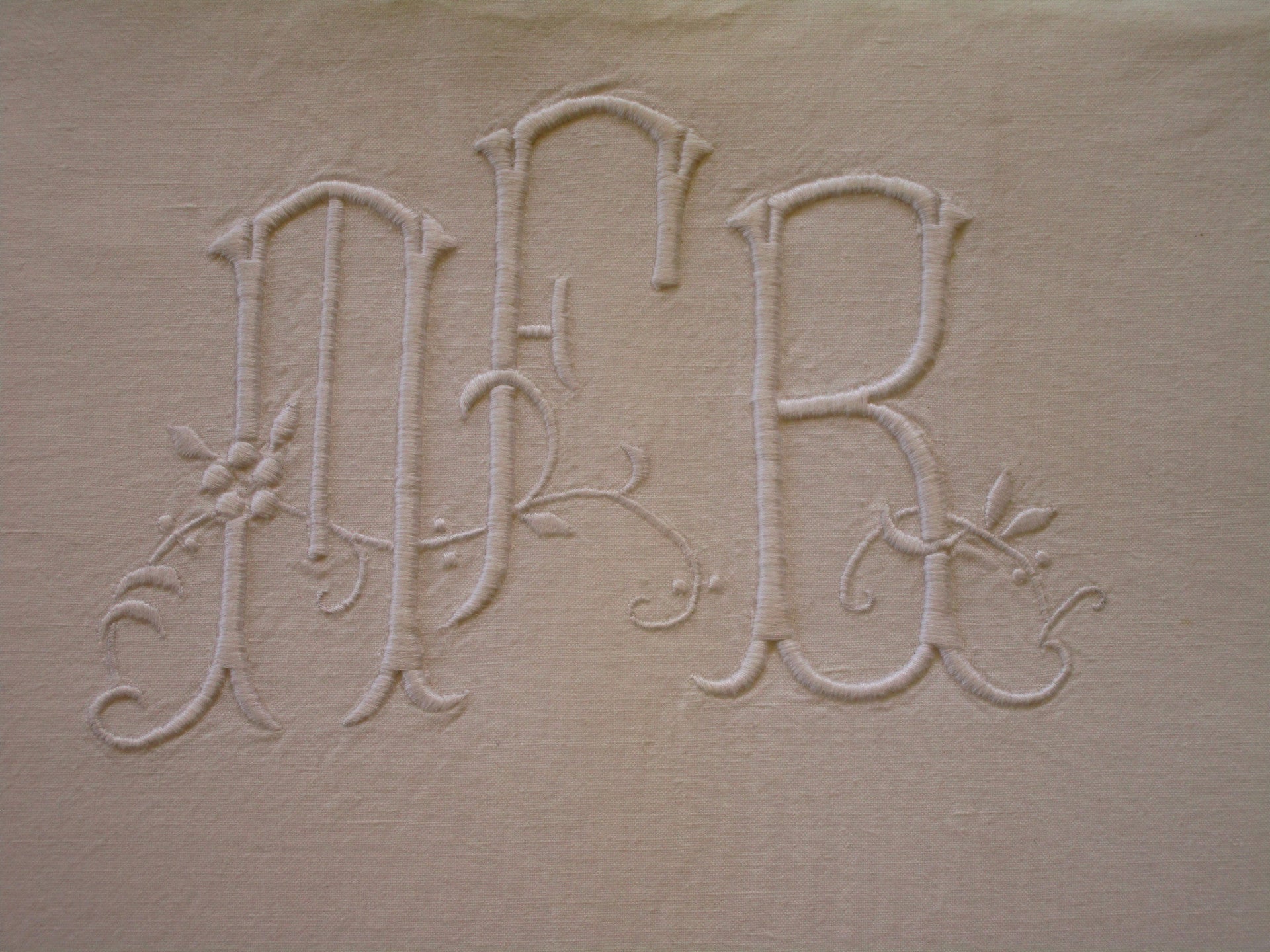 antique french linen bed sheet mfr monogram 3