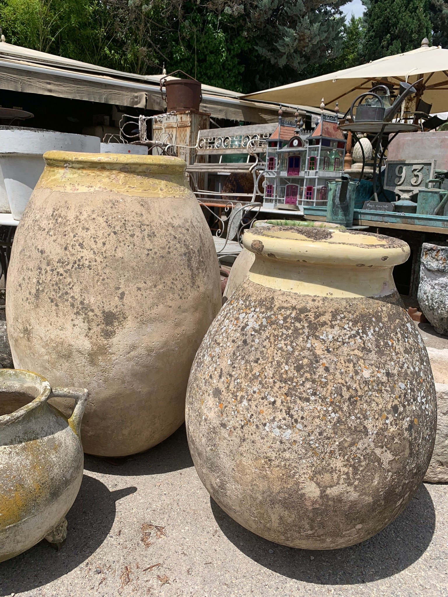 19th century Biot jar with speckled patina 35"