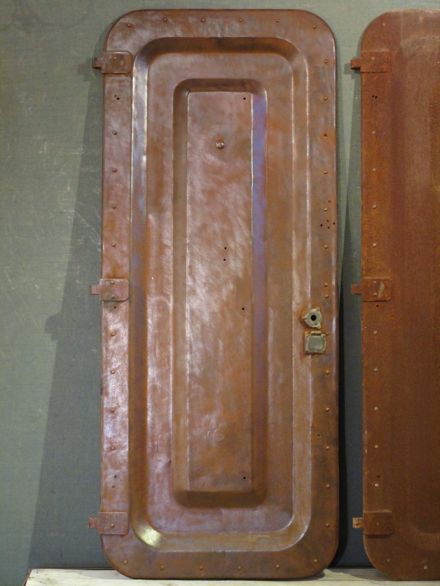 Pair of antique rustic metal boat doors