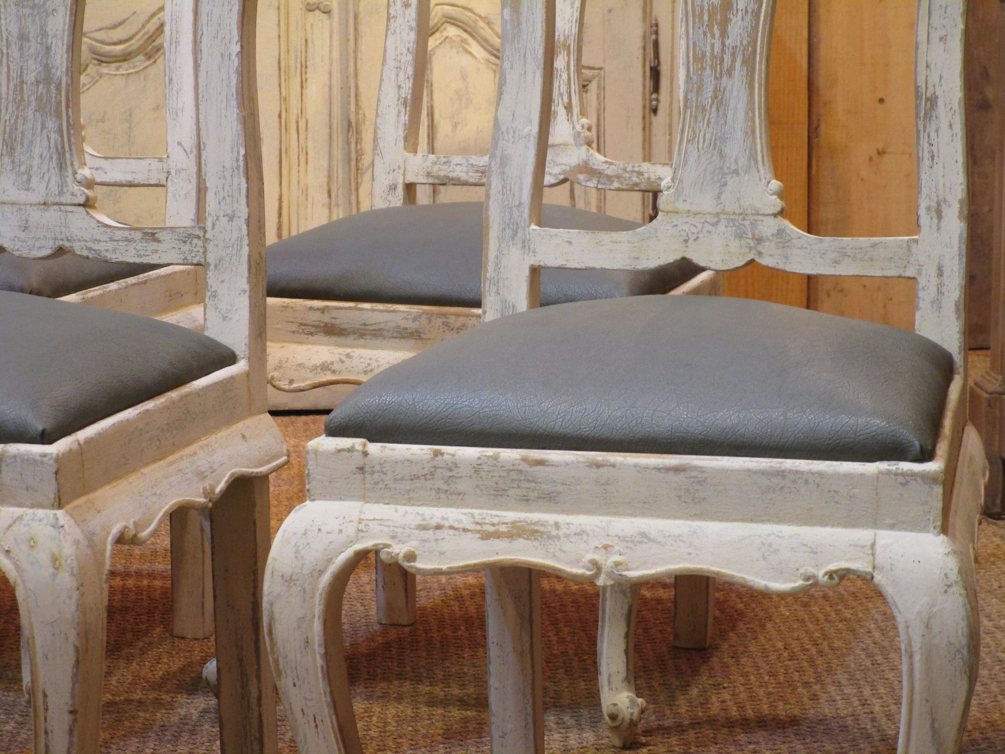 Upholstery - Set of four oak Chippendale dining chairs