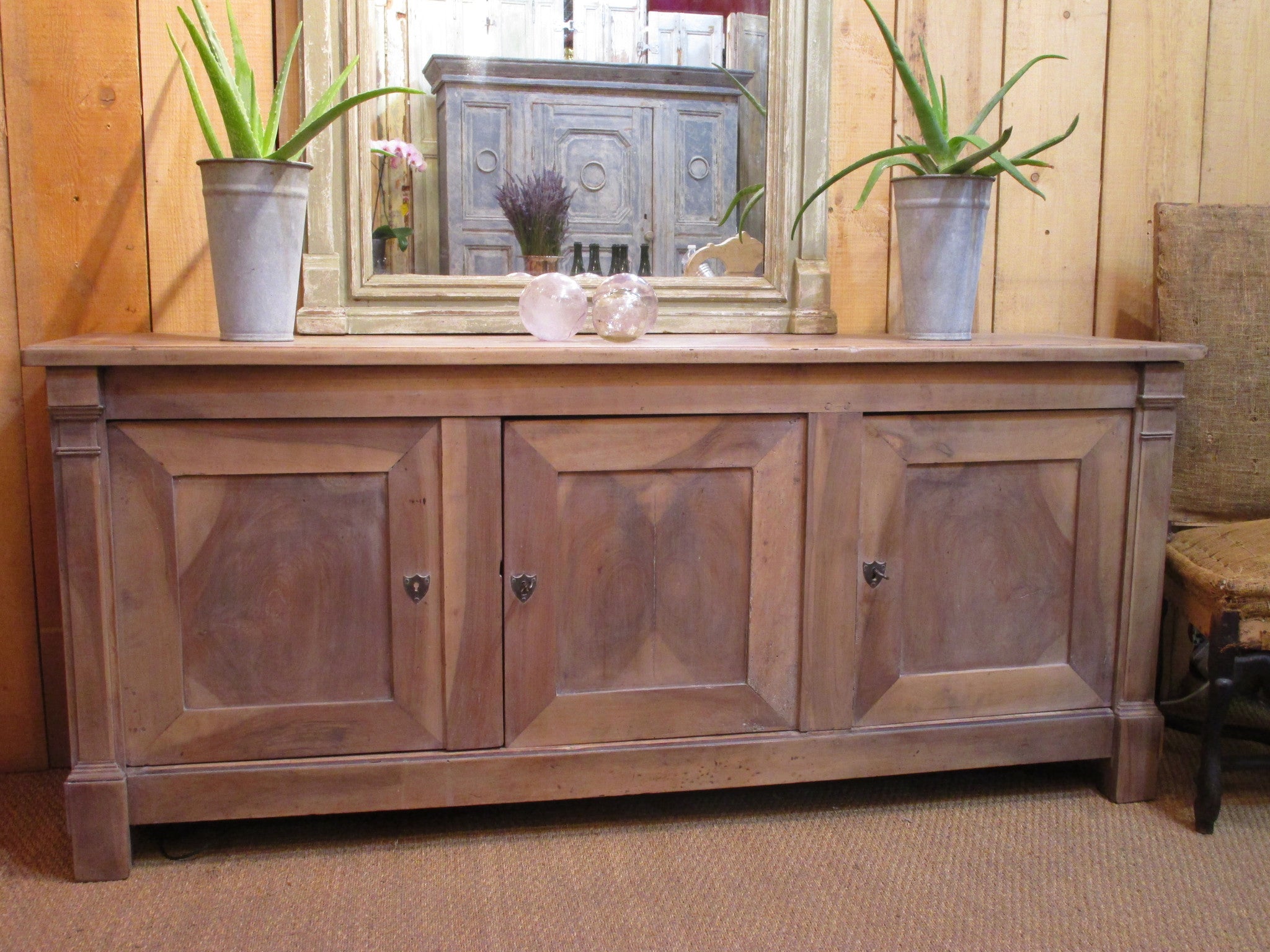 Original French directoire walnut buffet cabinet