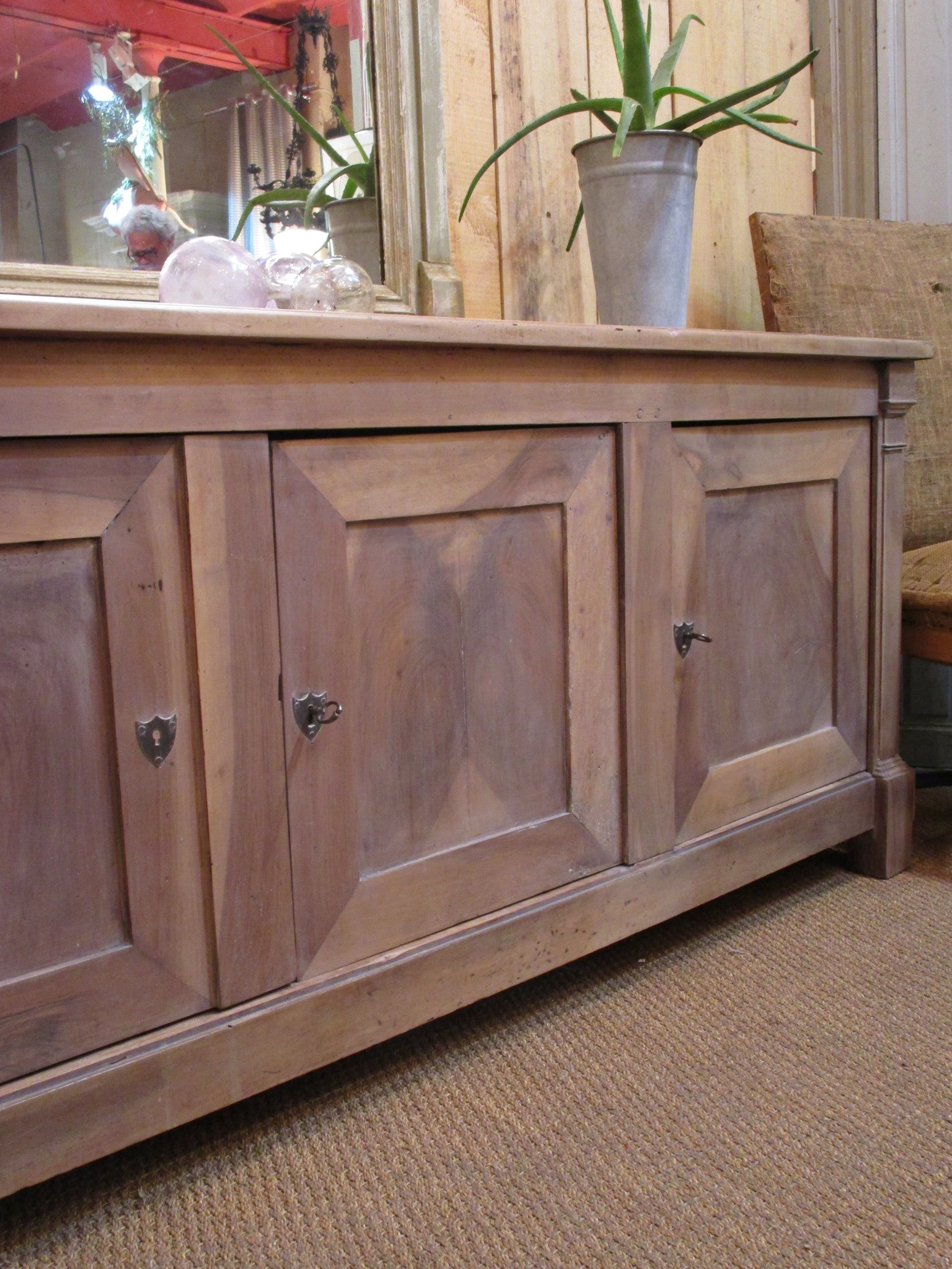 Original French directoire walnut storage cabinet