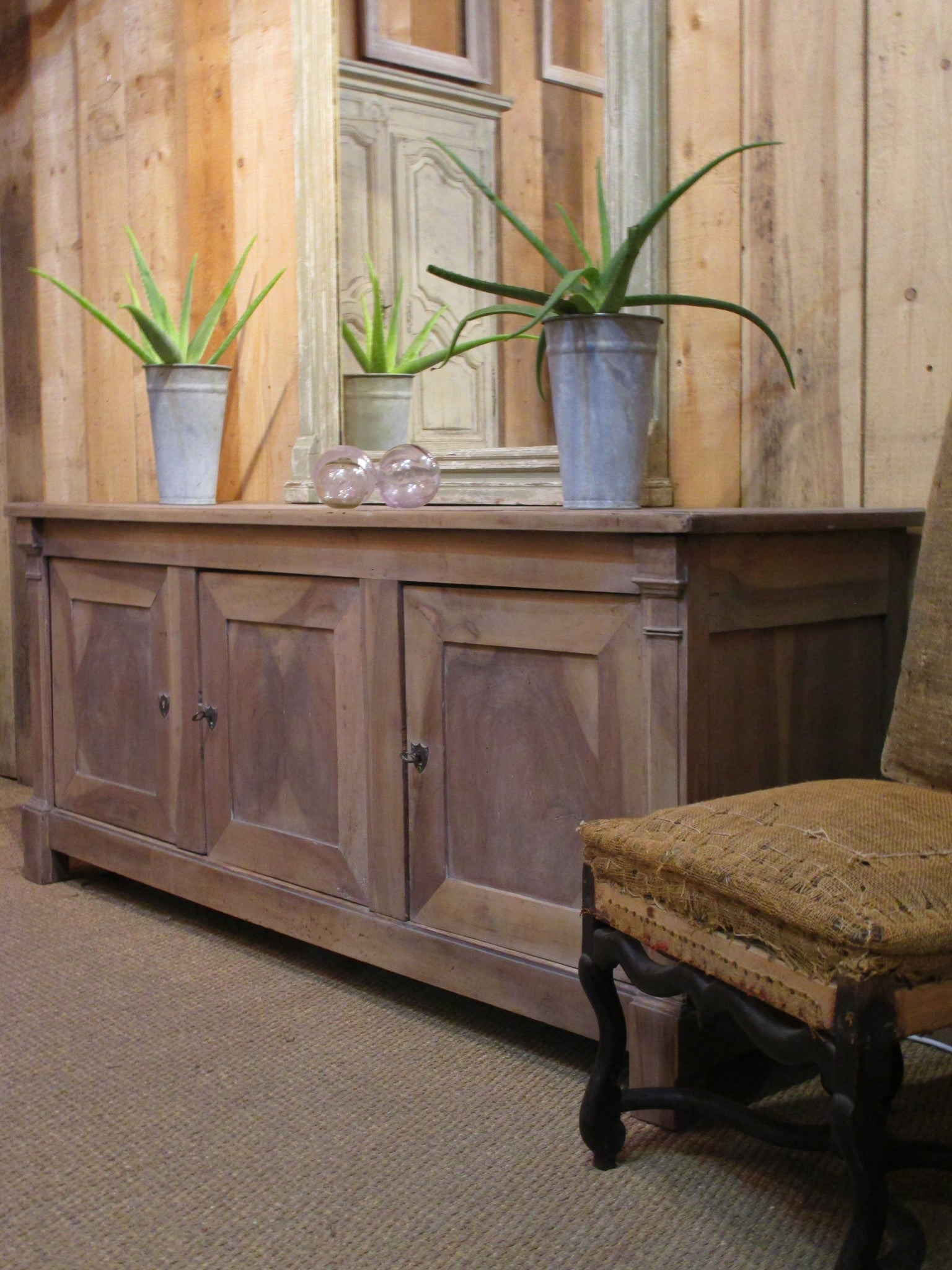 Original French directoire walnut buffet cabinet