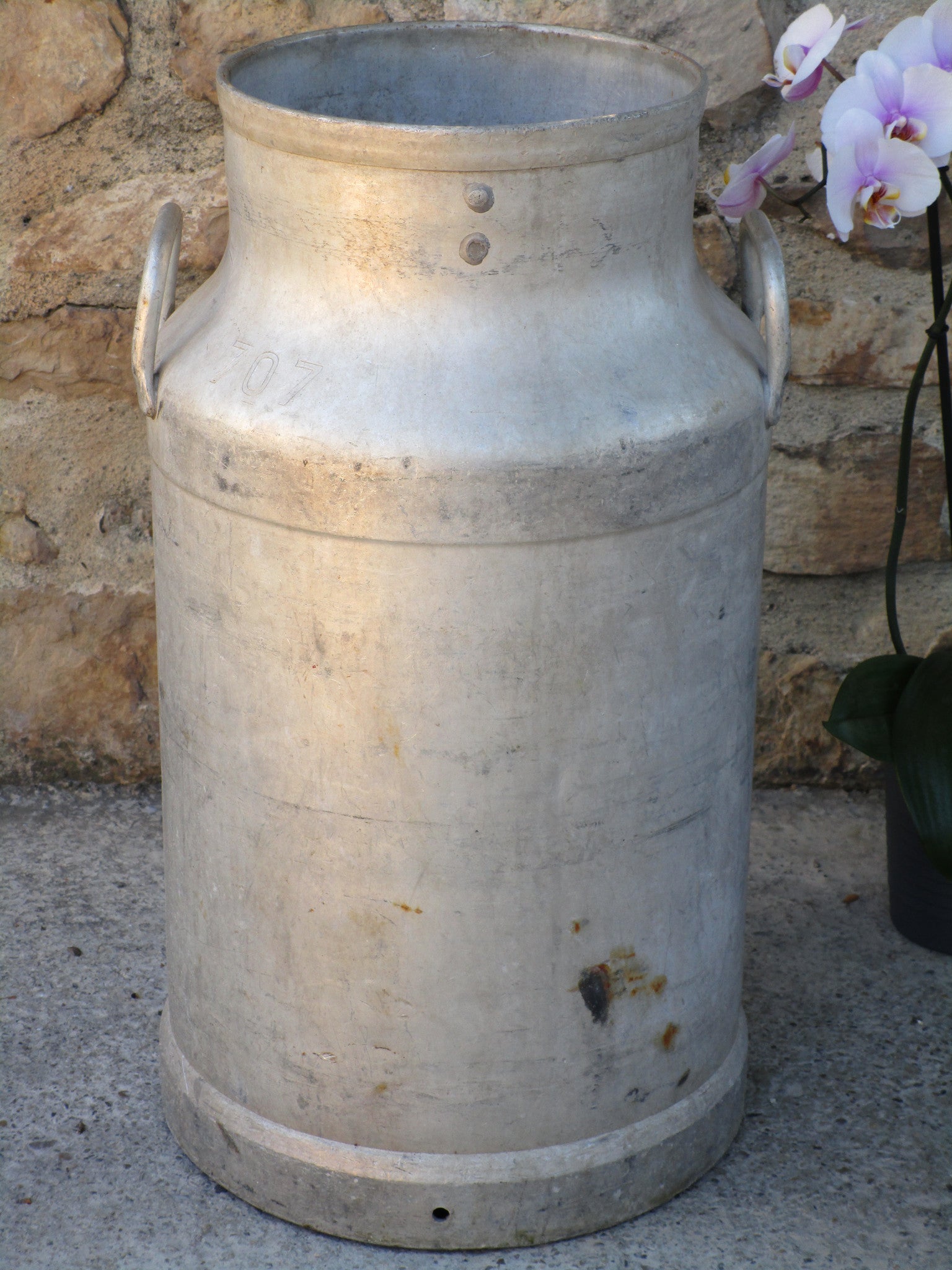 20th century French milk churn rustic farmhouse