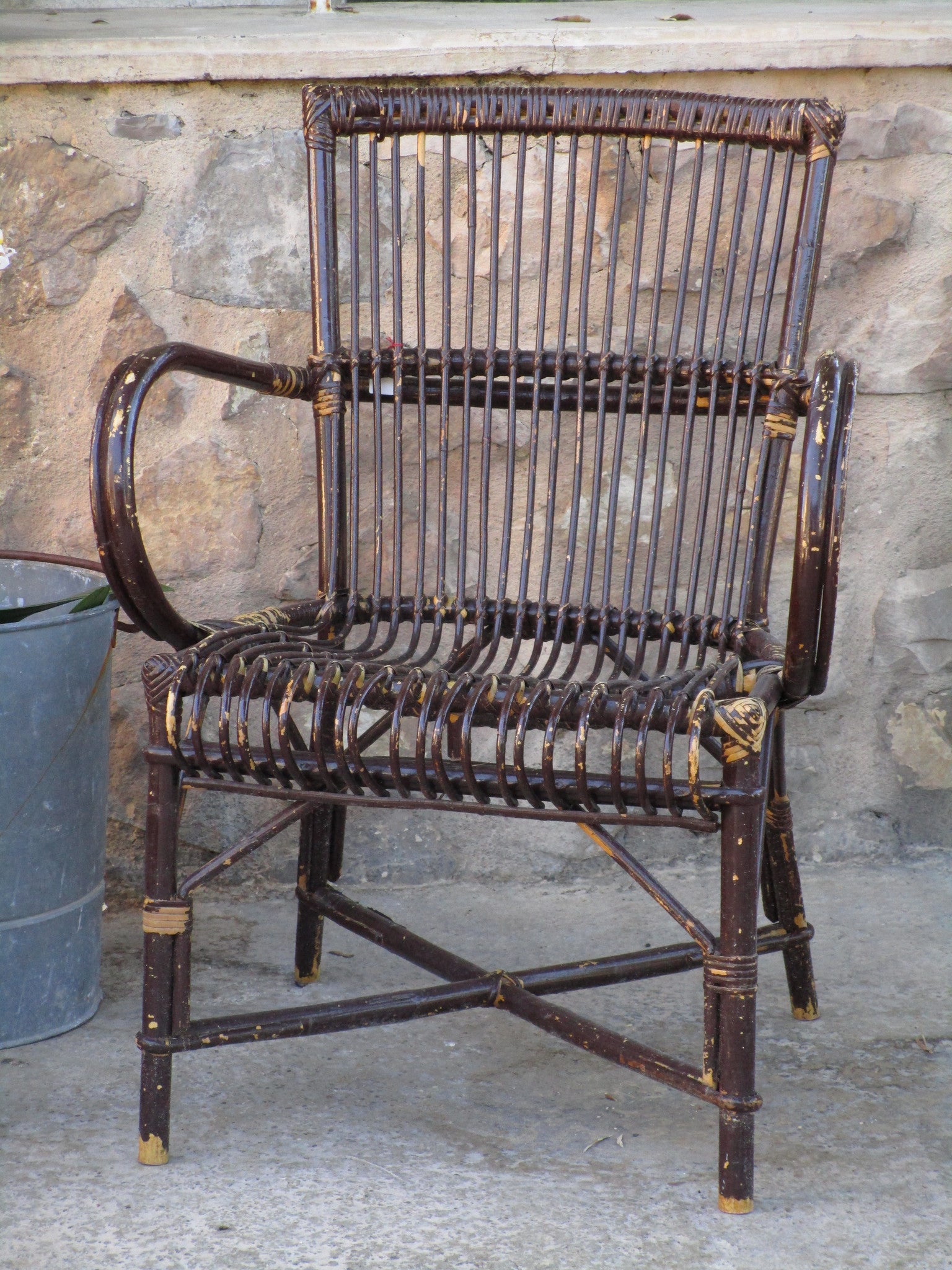 Pair of mid-century French rattan armchairs