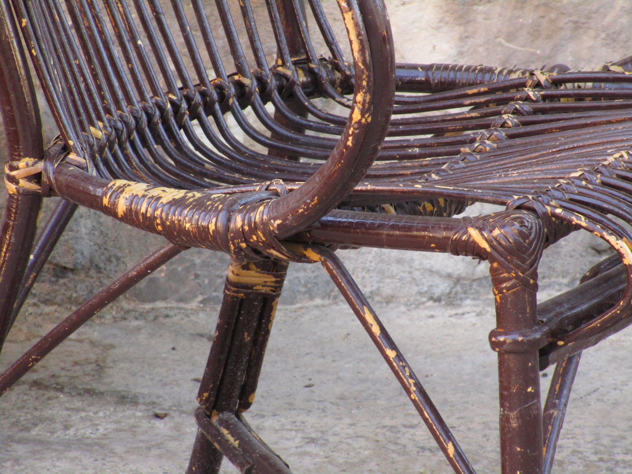 Detail - Pair of mid-century French rattan armchairs