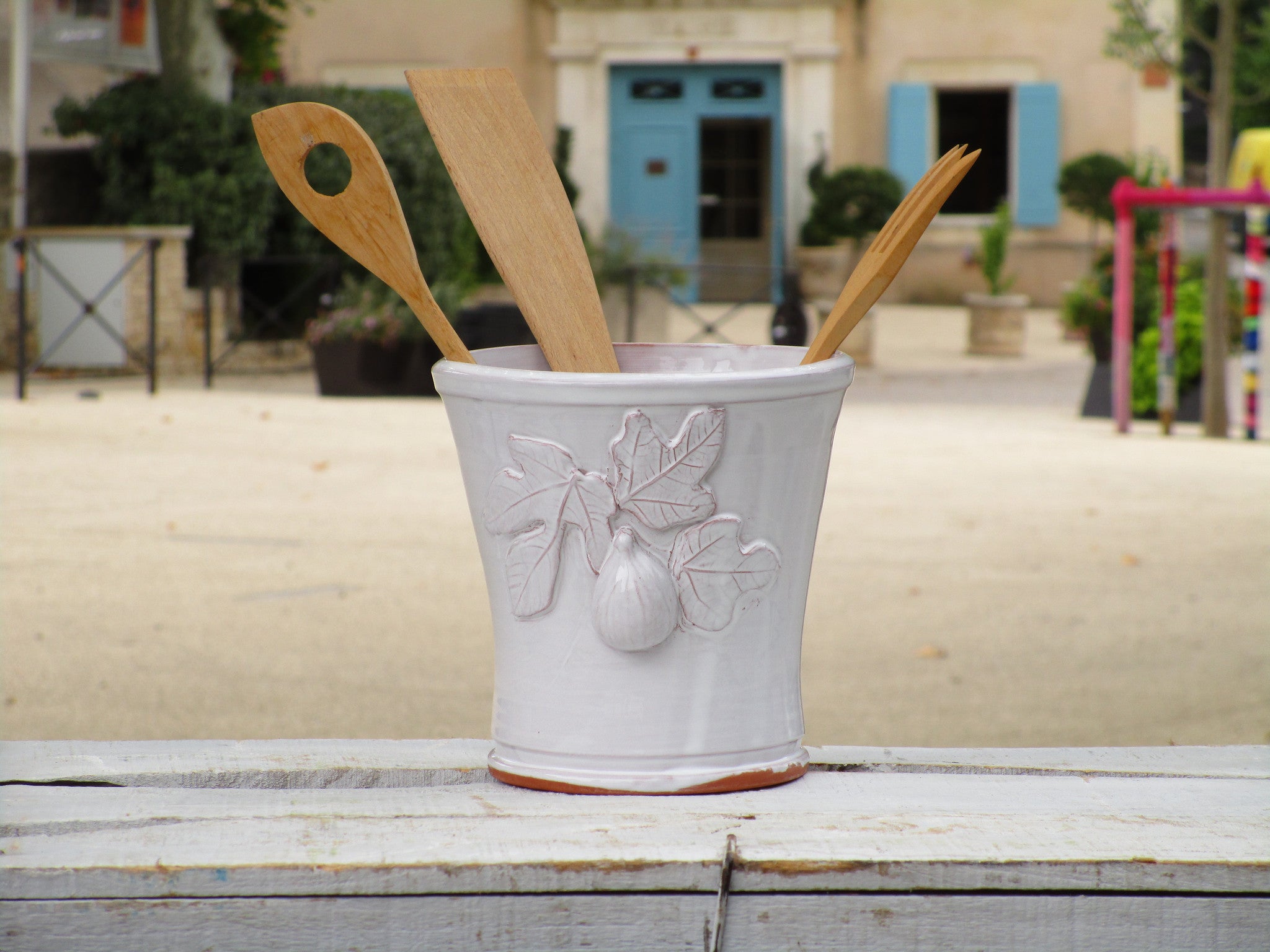 Bespoke french pottery kitchen utensil container ceramic present