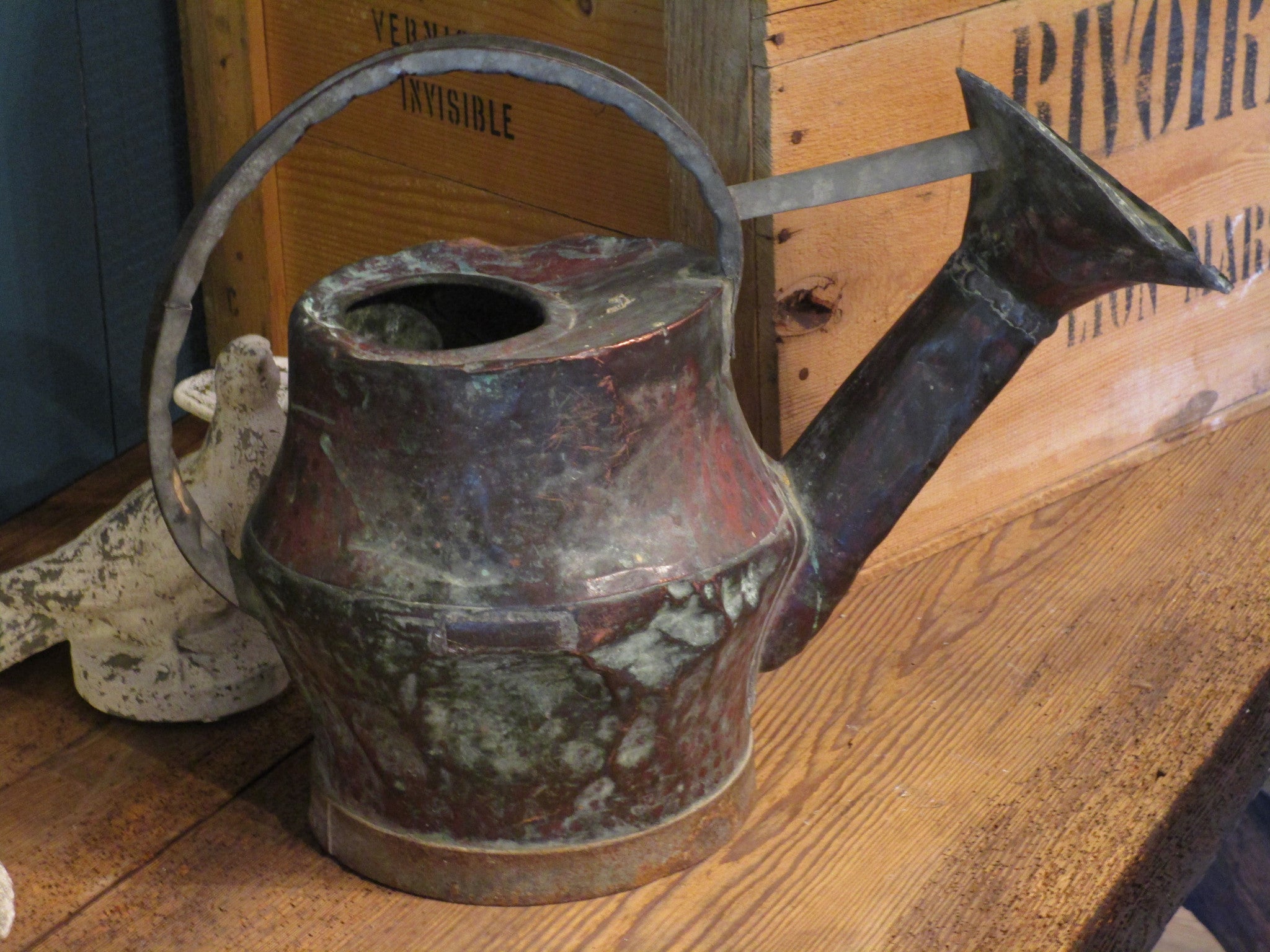 side view exceptional 18th century copper watering can