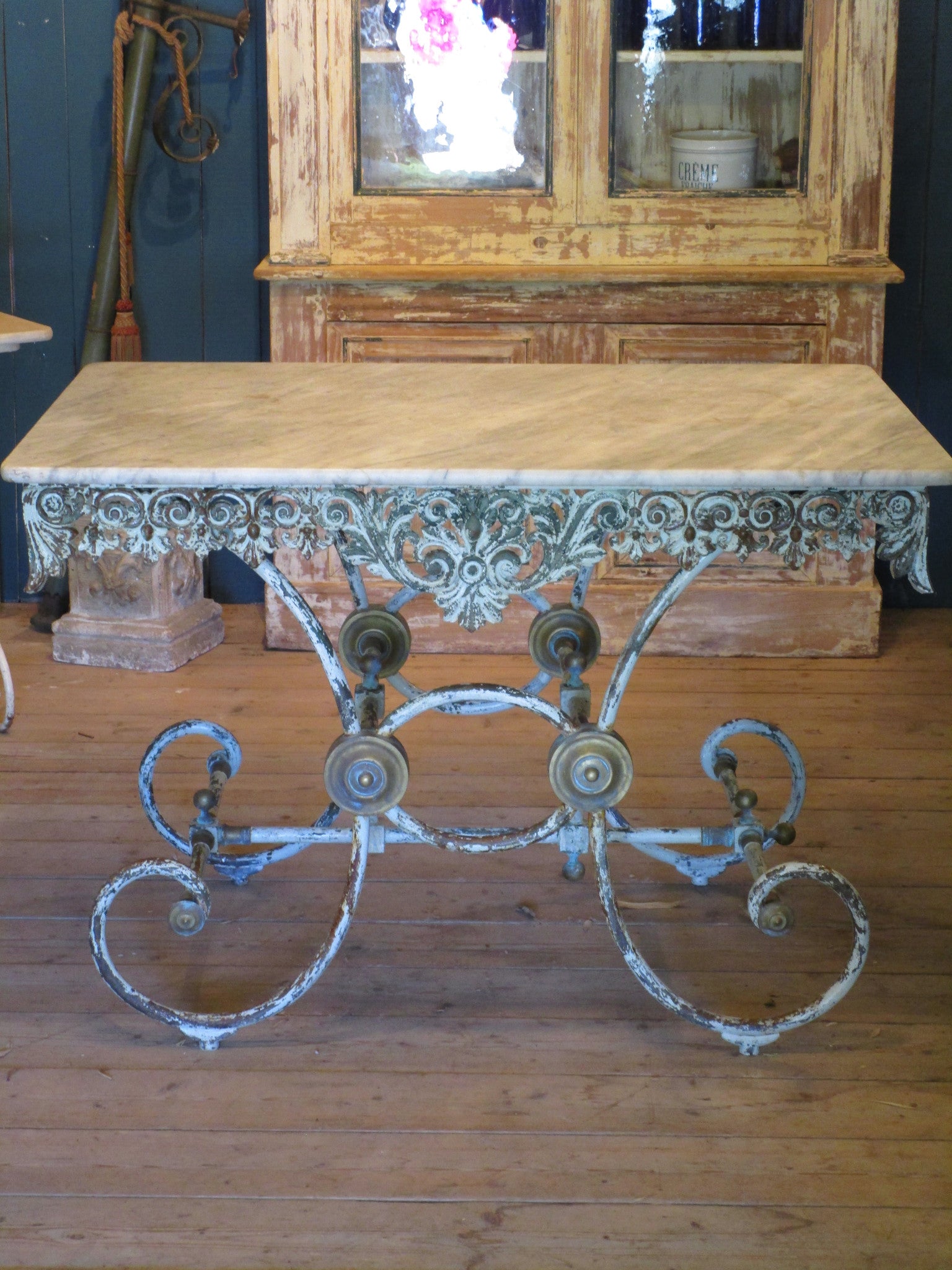 19th century french marble top butchers table