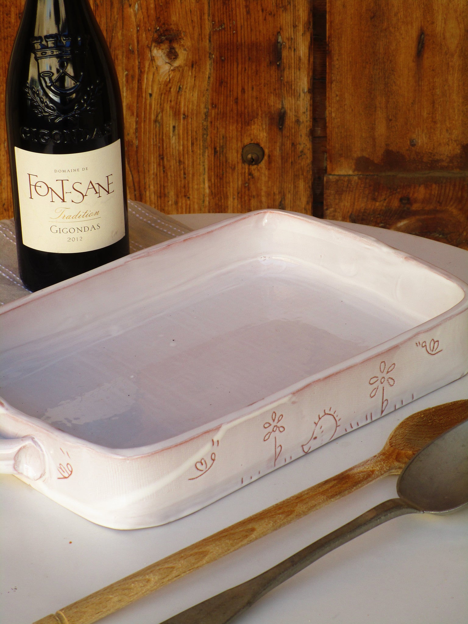 Handmade French countryside rectangular baking dish