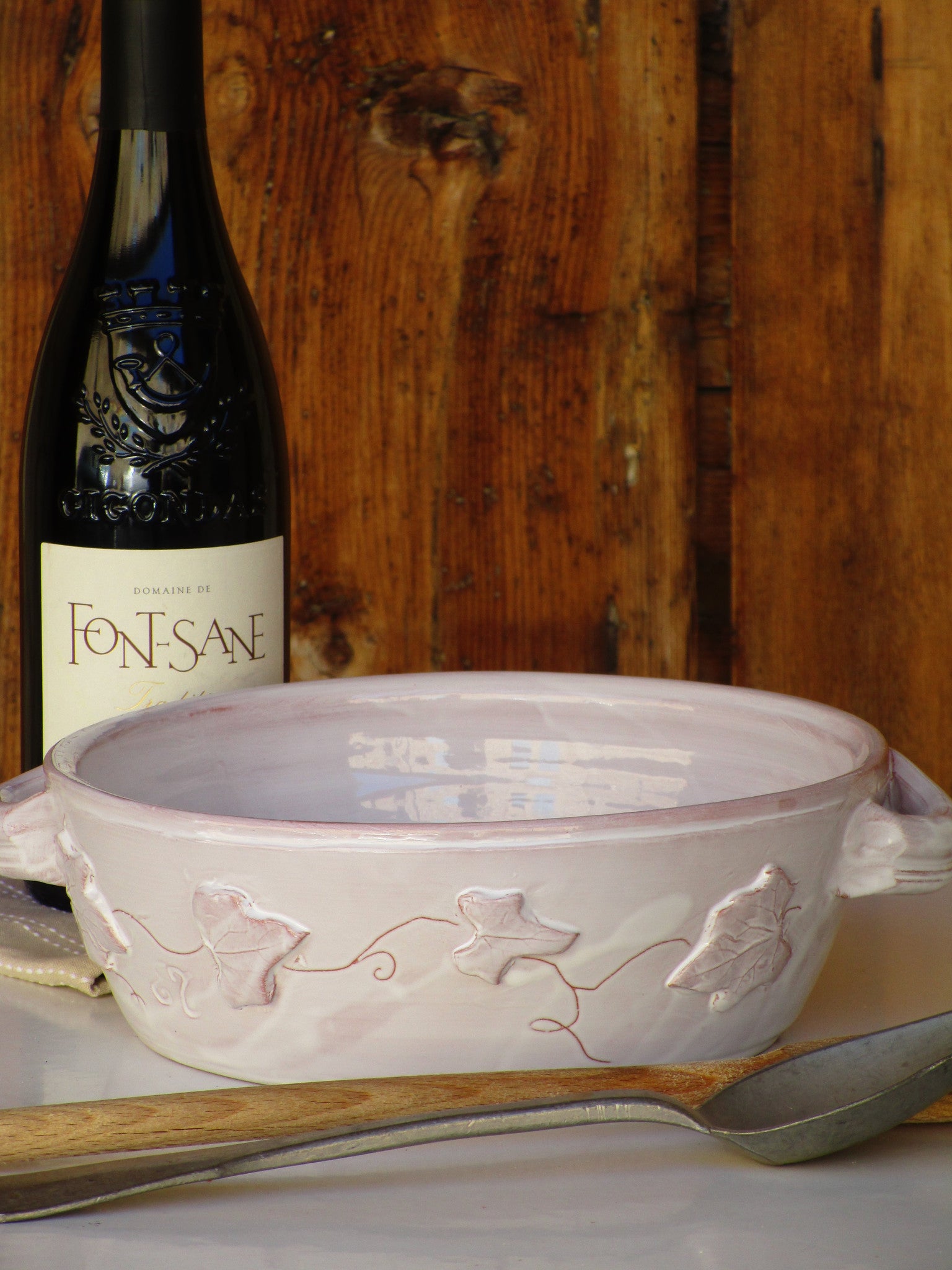 Handmade Provence-inspired deep round baking dish