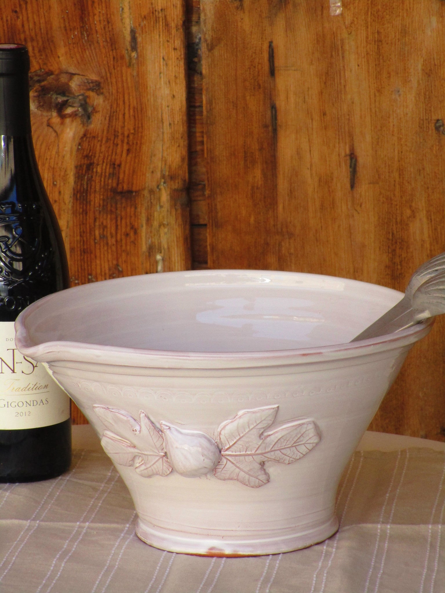 Handcrafted French Salad Bowl - Fig Leaf