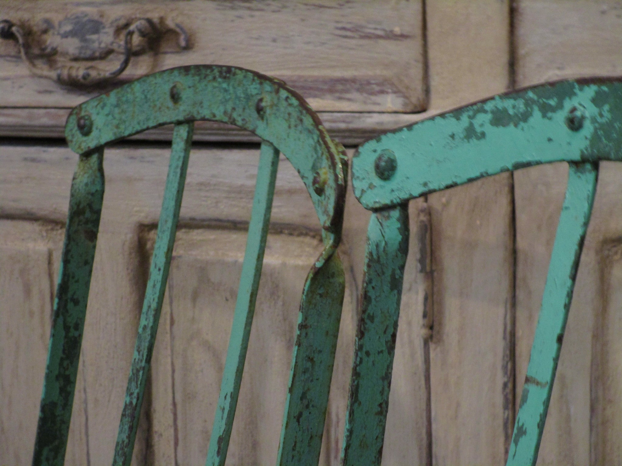 Pair of folding rustic bistro chairs