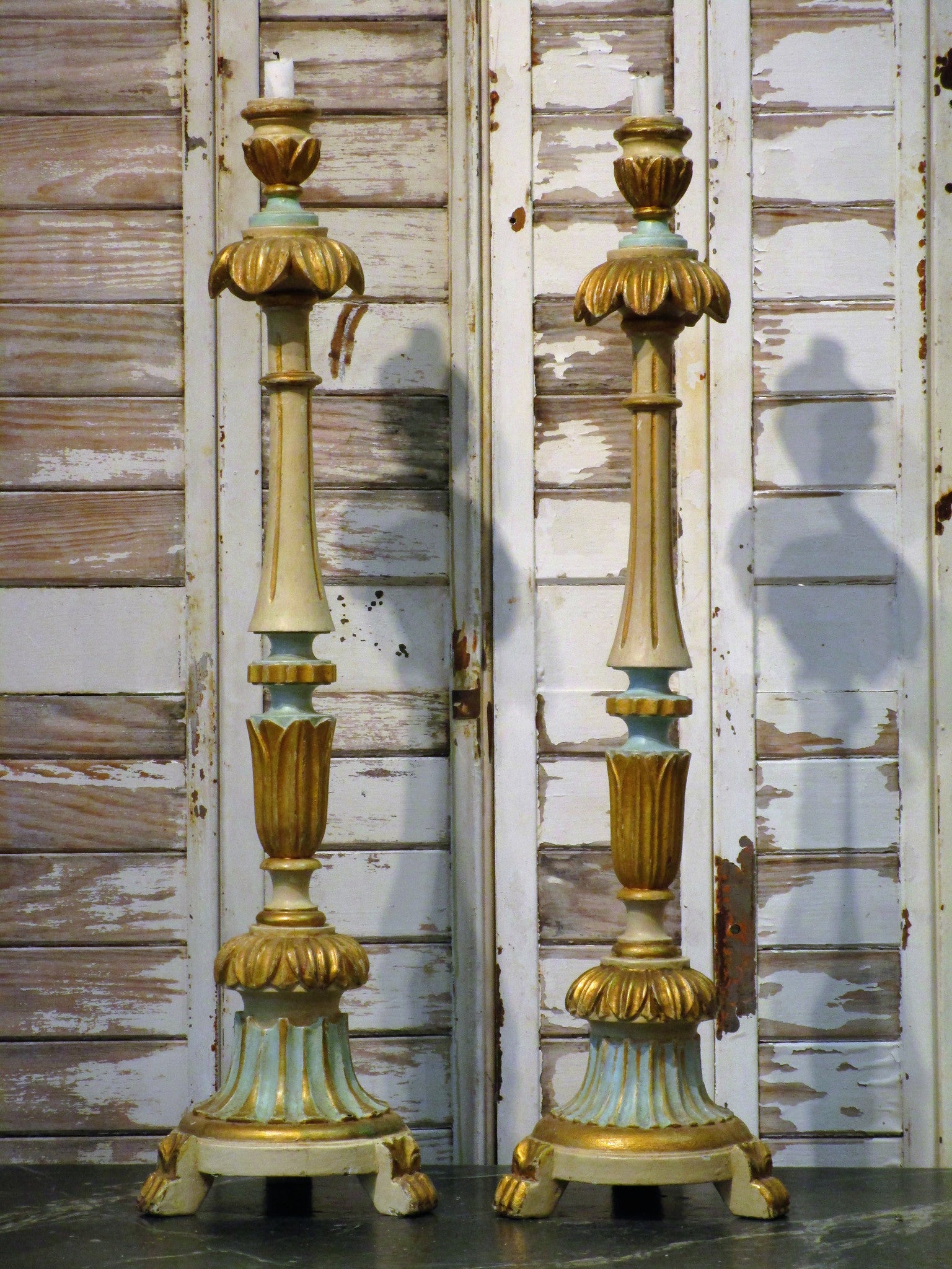 Pair of candlesticks with original patina