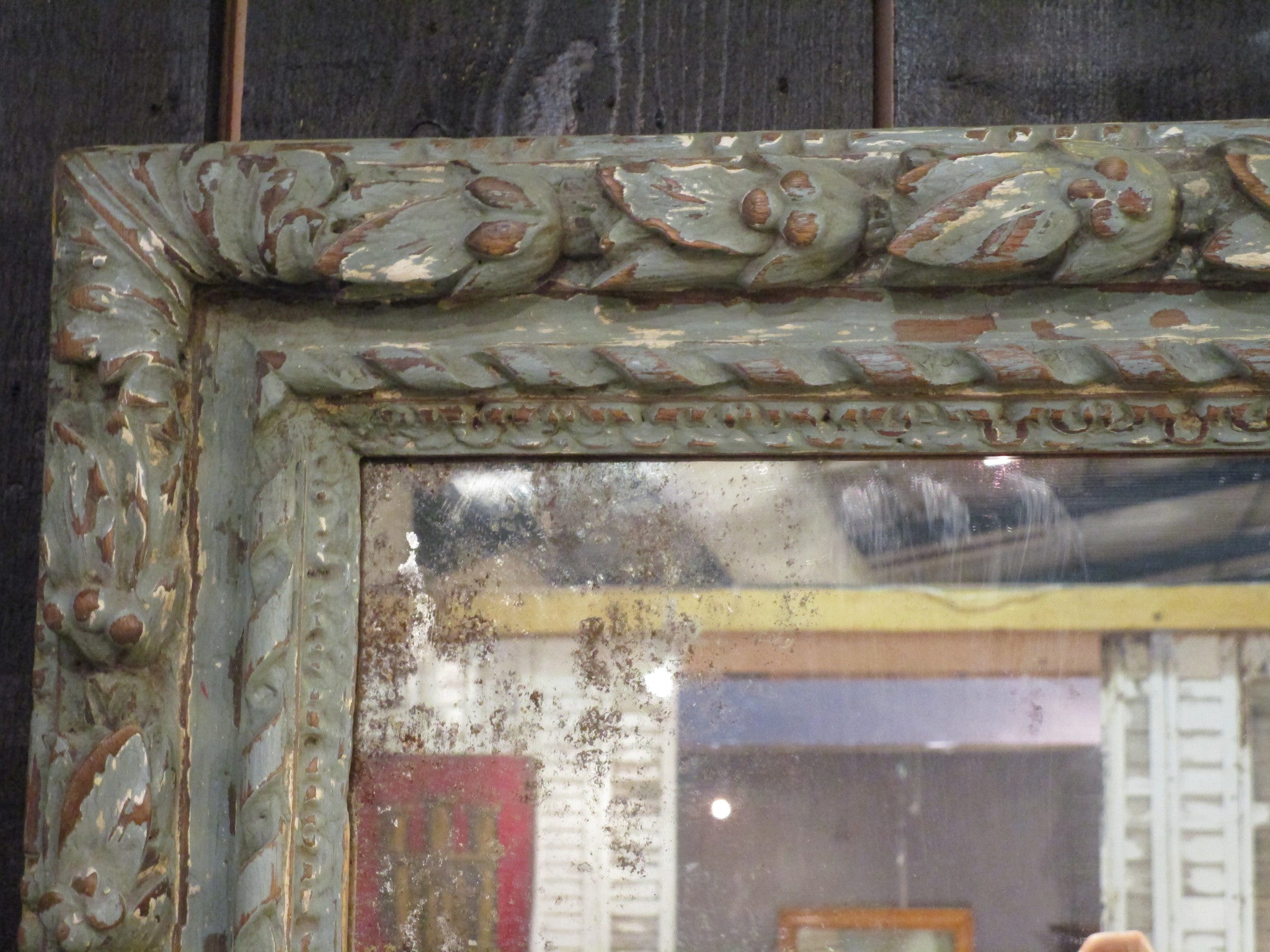 19th century oak mirror – pomegranate frame