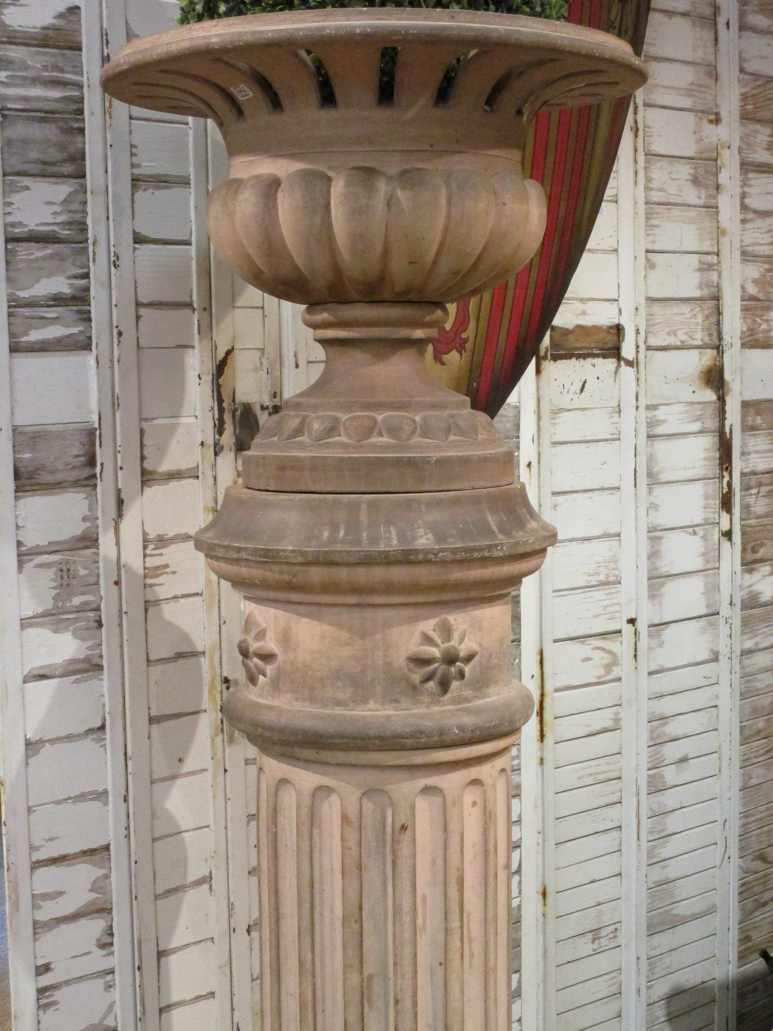 19th century terracotta Medici urn on column