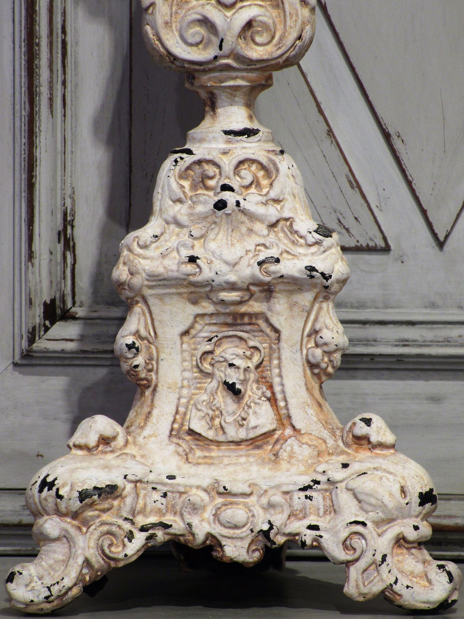 Two church candlesticks, large, late-19th-century