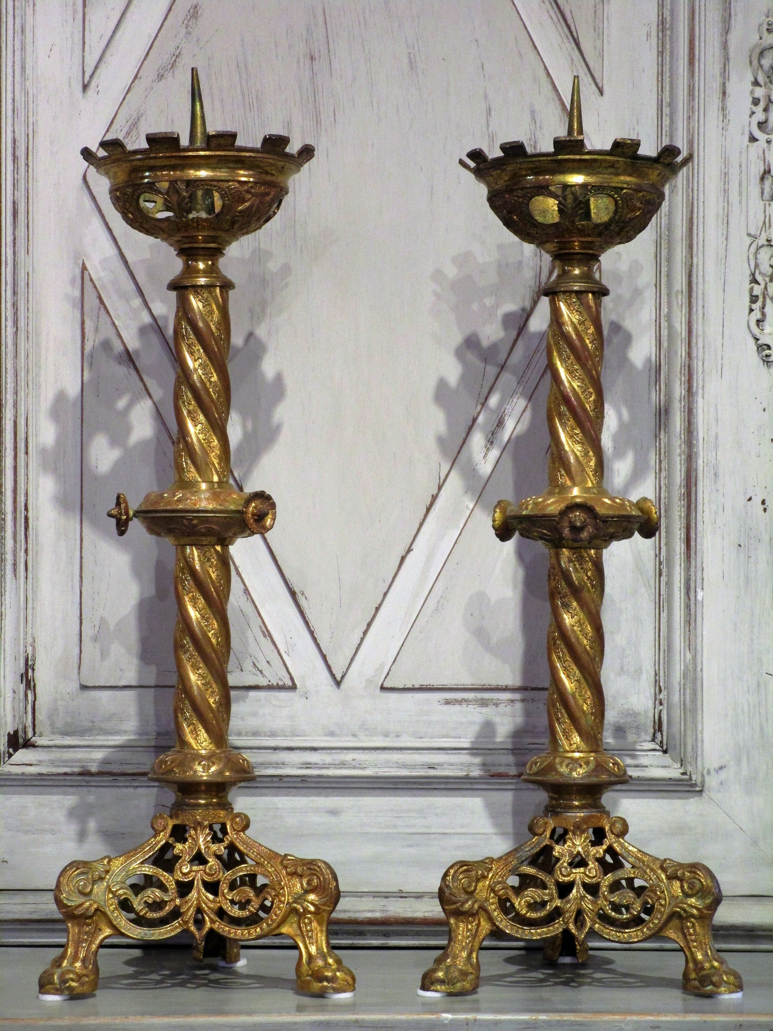 Pair of late 19th century church candlesticks