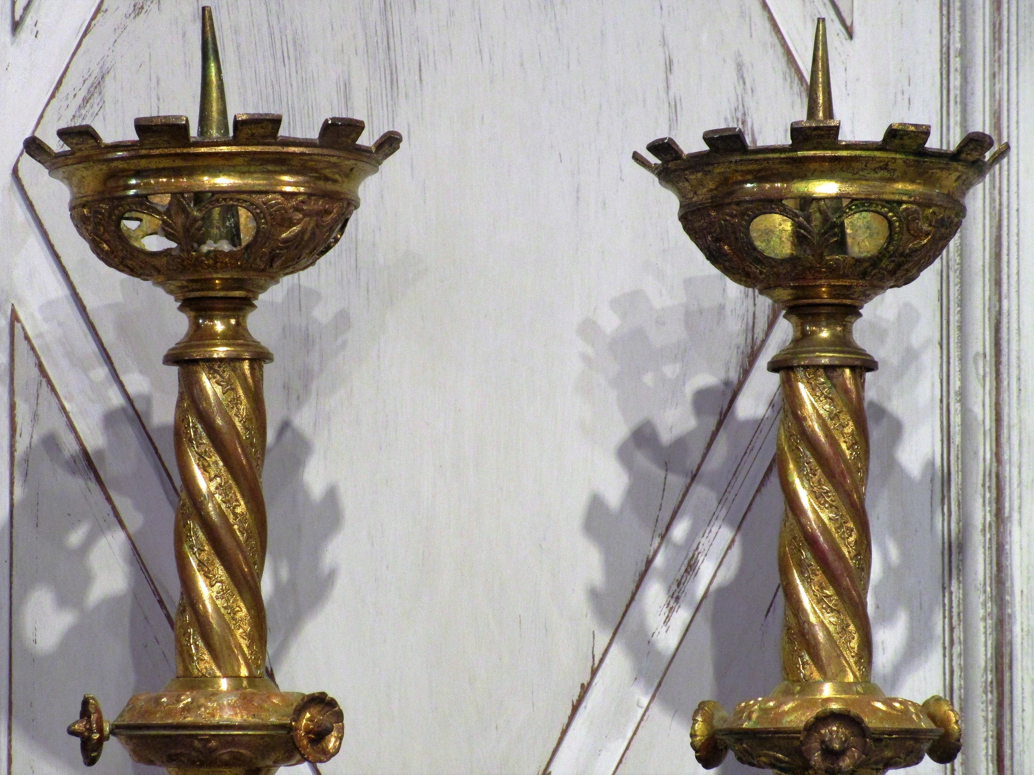 Pair of late 19th century church candlesticks