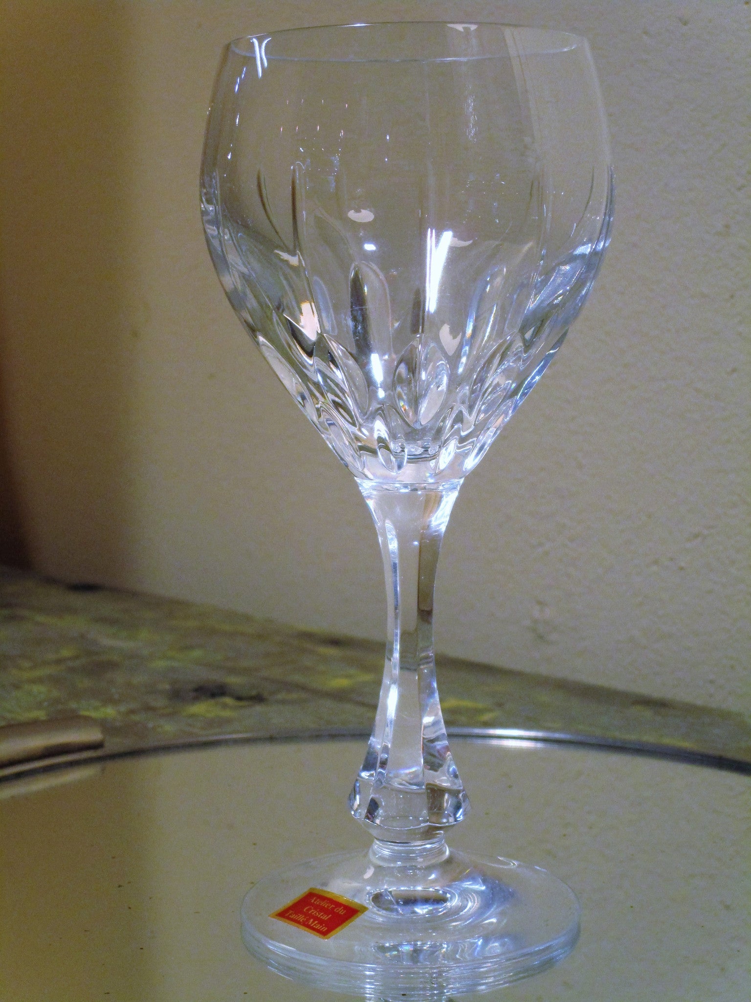 Set of six red wine French crystal glasses