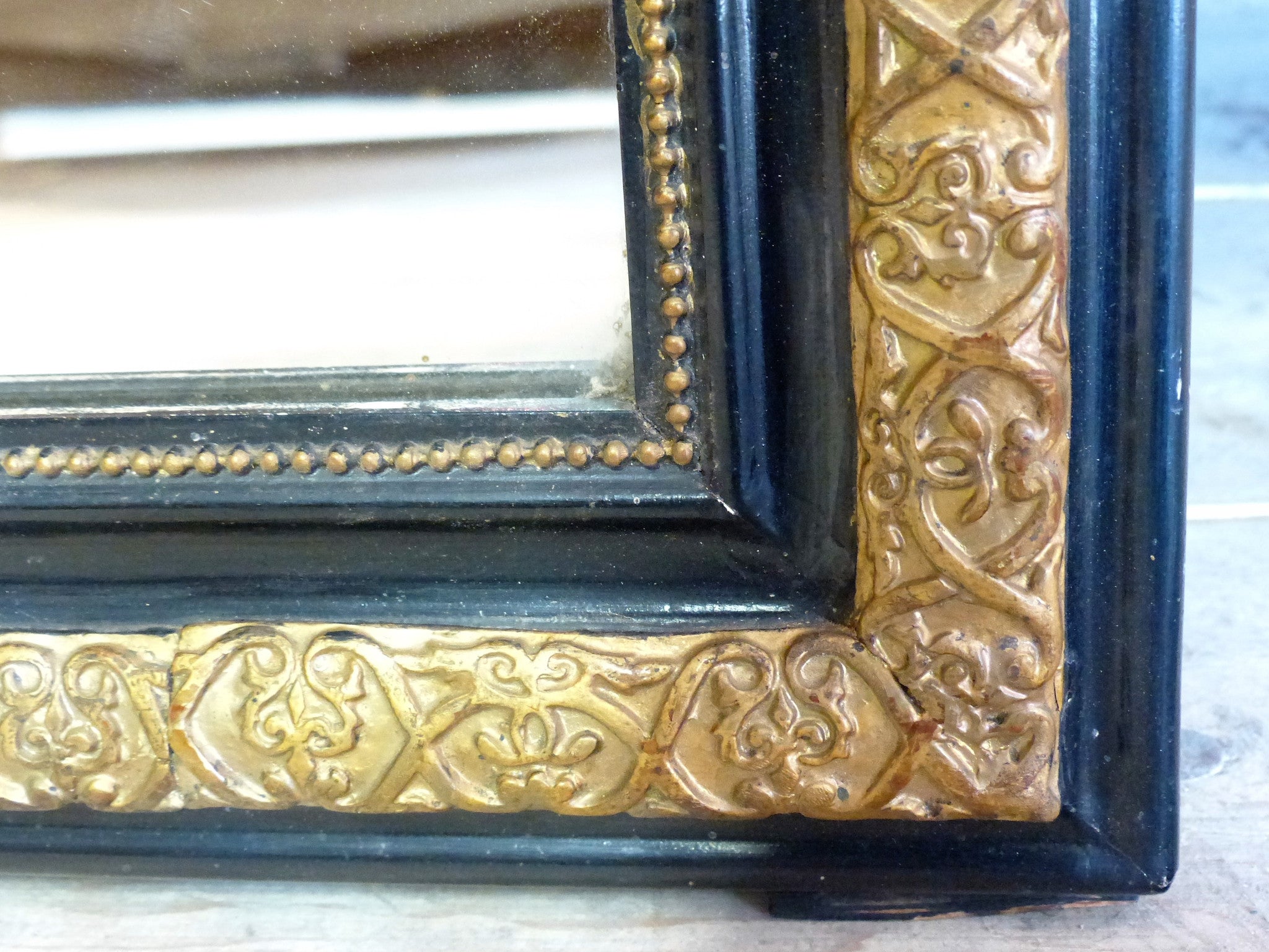 19th century gold and black Napoleon III mirror